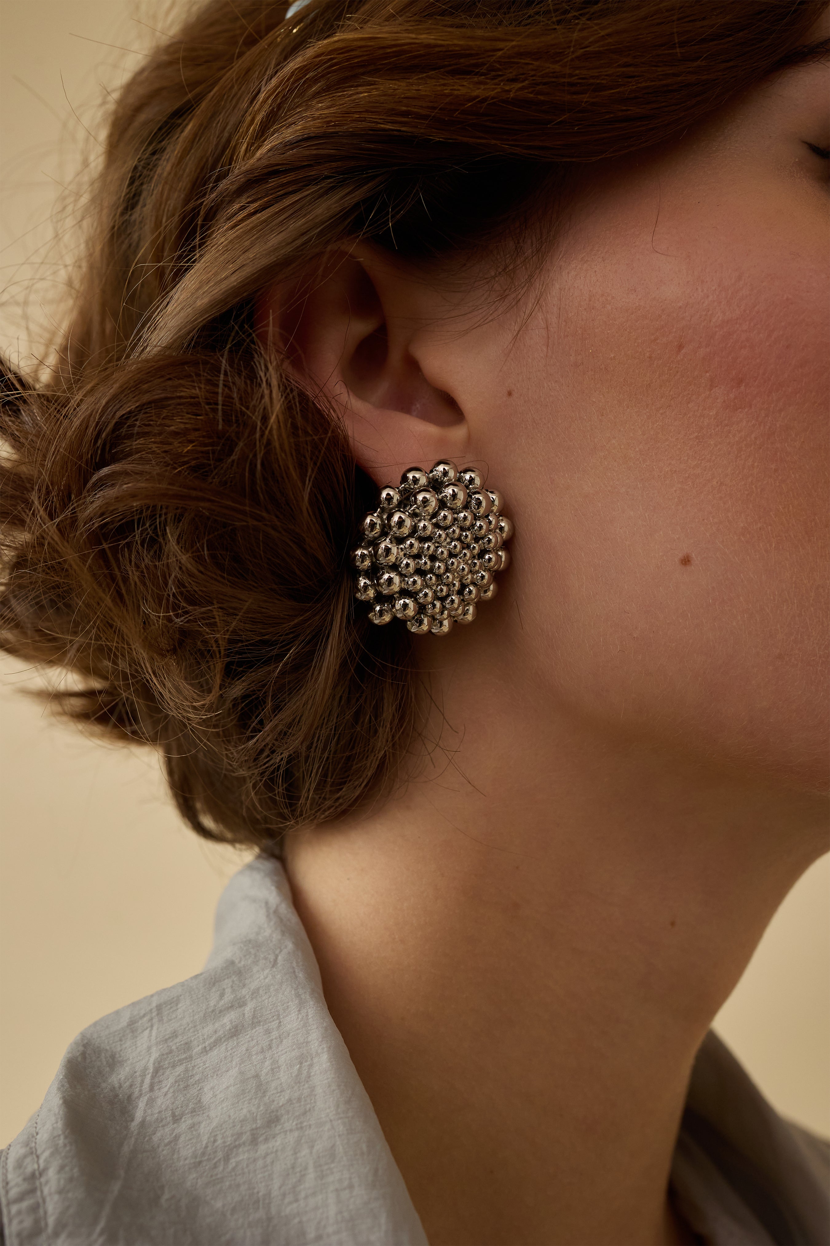 Zoe Ball Chain Button Earrings for Women - Trendy Gold & Silver Hoop Earrings - Perfect for Casual, Office & Party Wear