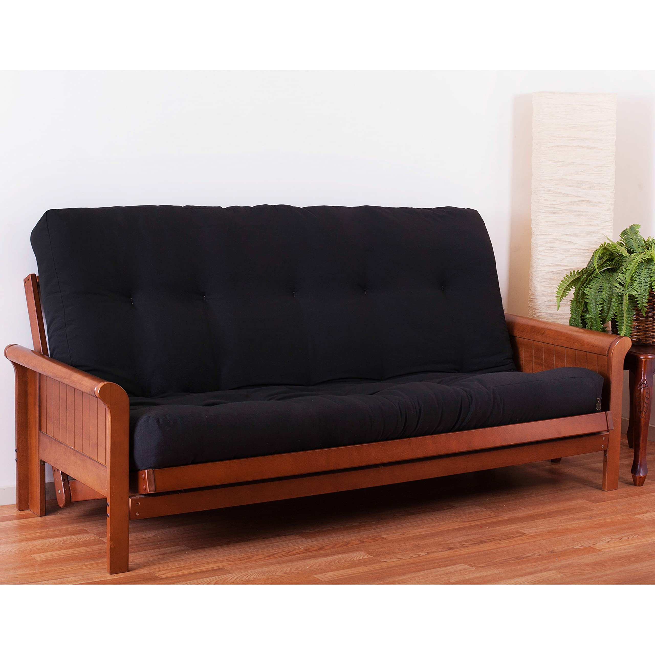 Blazing Needles Renewal 8-Inch Twill Futon Mattress - Queen Size, Black - Perfect for Guest Rooms, Dormitories & Small Space Living