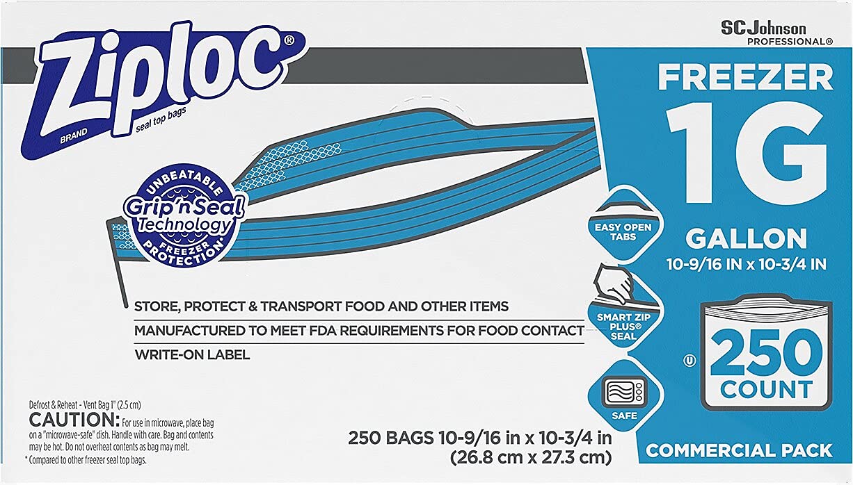 Ziploc Double Zipper Freezer Bags - Heavy Duty Storage Bags for Food, Meal Prep & Freezing - Airtight, Leakproof & BPA Free (Perfect for Kitchen Organization, Camping & Travel)