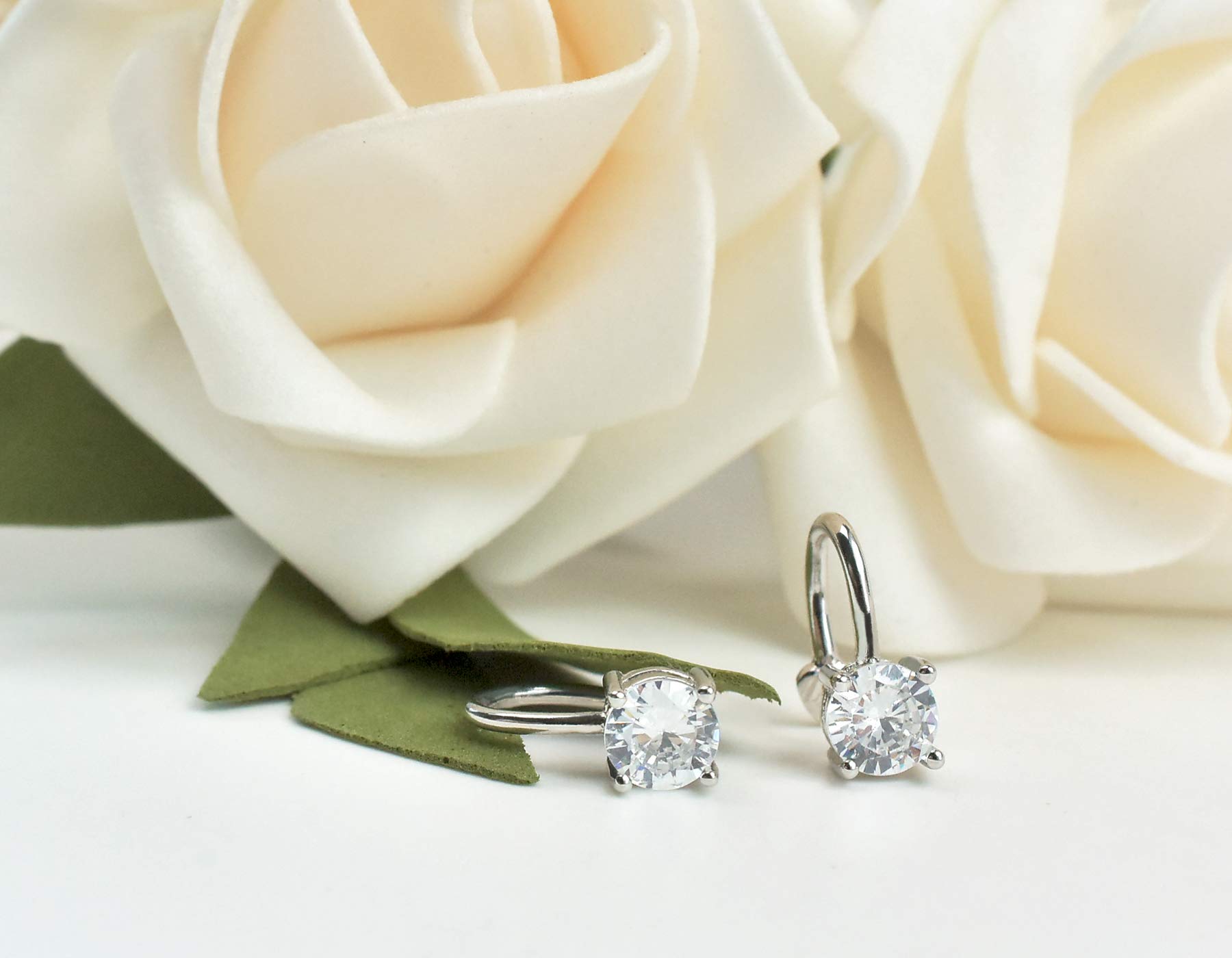 Hypoallergenic Sterling Silver Cubic Zirconia Clip-On Ear Cuffs - Non-Piercing Cartilage Earrings for Women & Girls | 6mm Round CZ Crystal Studs | Perfect for Parties, Weddings & Everyday Wear