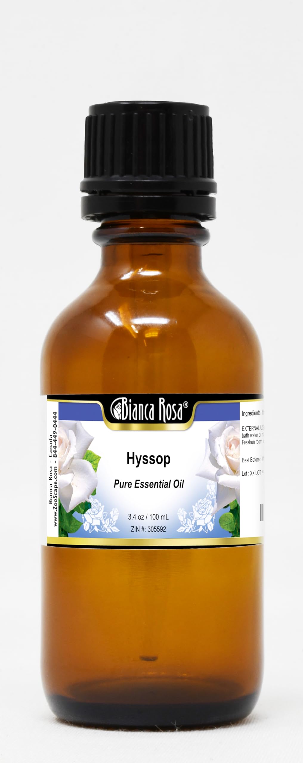 Hyssop Pure Essential Oil 3.40 oz (100ml) - 100% Natural Therapeutic Grade for Aromatherapy, Massage & Relaxation - ZIN 305592