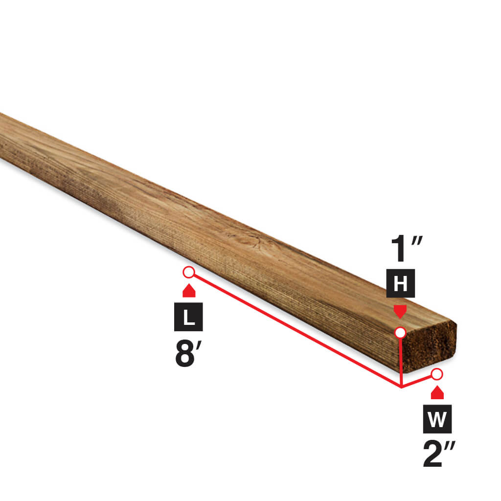 1 in. x 2 in. x 8 ft. Brown Pressure Treated Lumber - Durable Outdoor Wood for Fencing, Decking, and Landscaping Projects