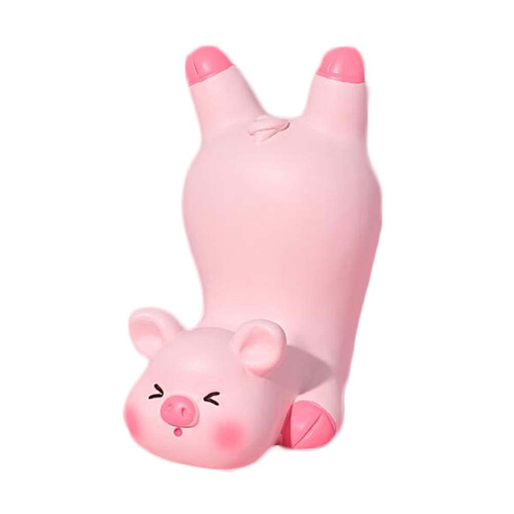 Cute Pink Pig Resin Desktop Phone Stand Holder - Fallen Pig Design for iPhone, Samsung & Smartphones - Perfect for Office, Home & Travel Use