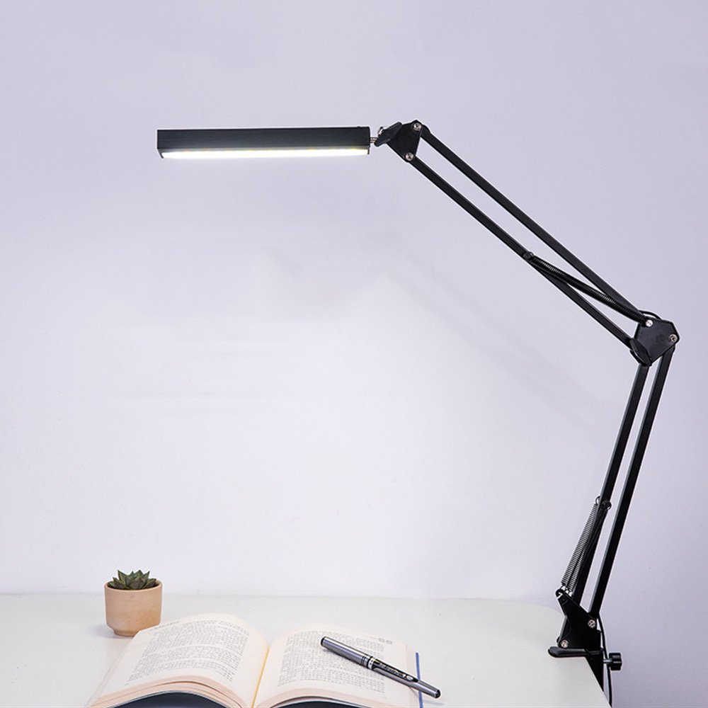 ELEOPTION Swing Arm LED Desk Lamp - 360° Flexible Head & 180° Adjustable Neck, Touch Control with Dimmable Brightness, Eye-Caring Architect Drafting Table Lamp with Clamp - Perfect for Study, Reading, Office Work, and Home Office Lighting