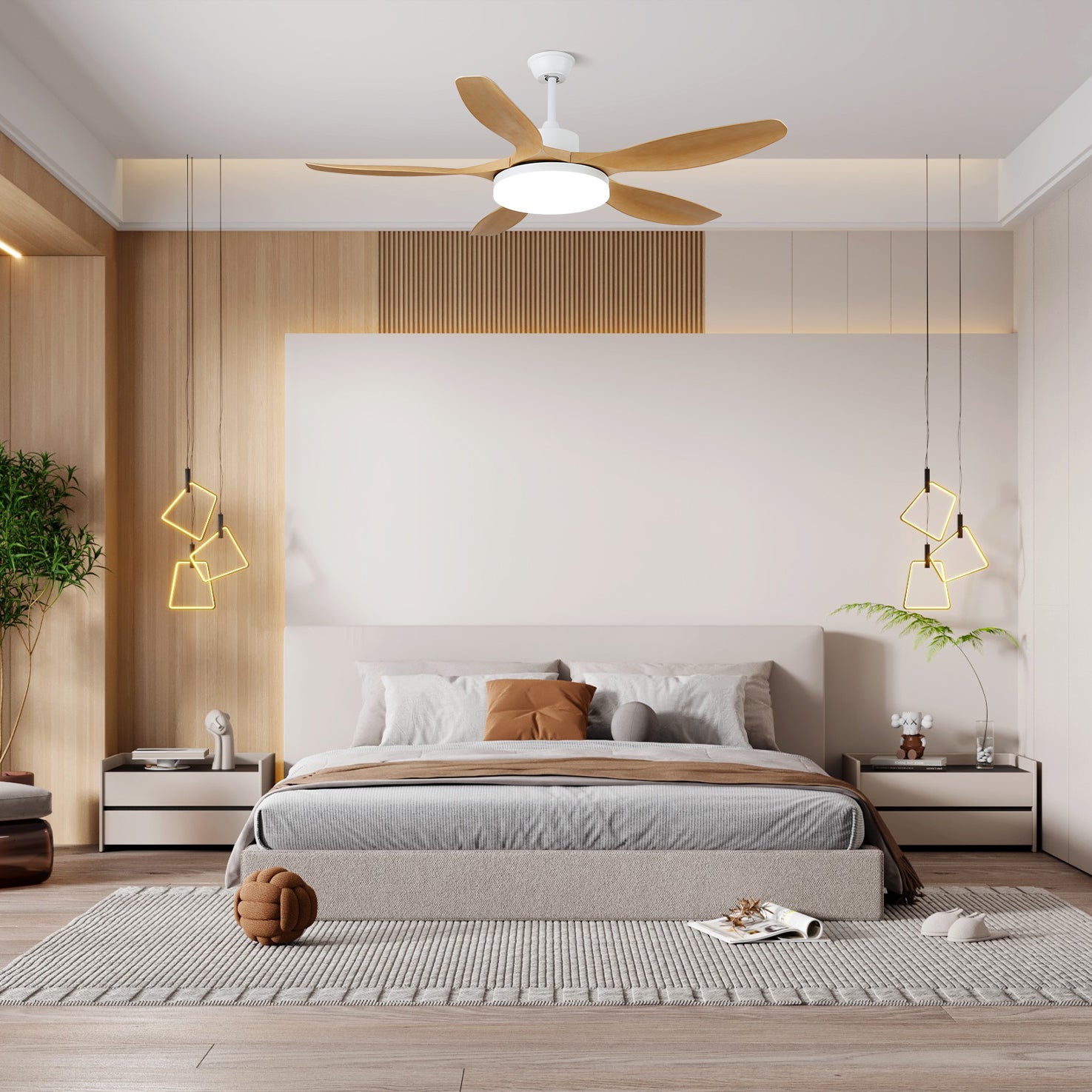 Keltis 48/52 Inch Ceiling Fan with Light Kit - Energy Efficient Indoor/Outdoor Fan for Living Room, Bedroom, Patio - Remote Control, Reversible Motor, 3 Speeds