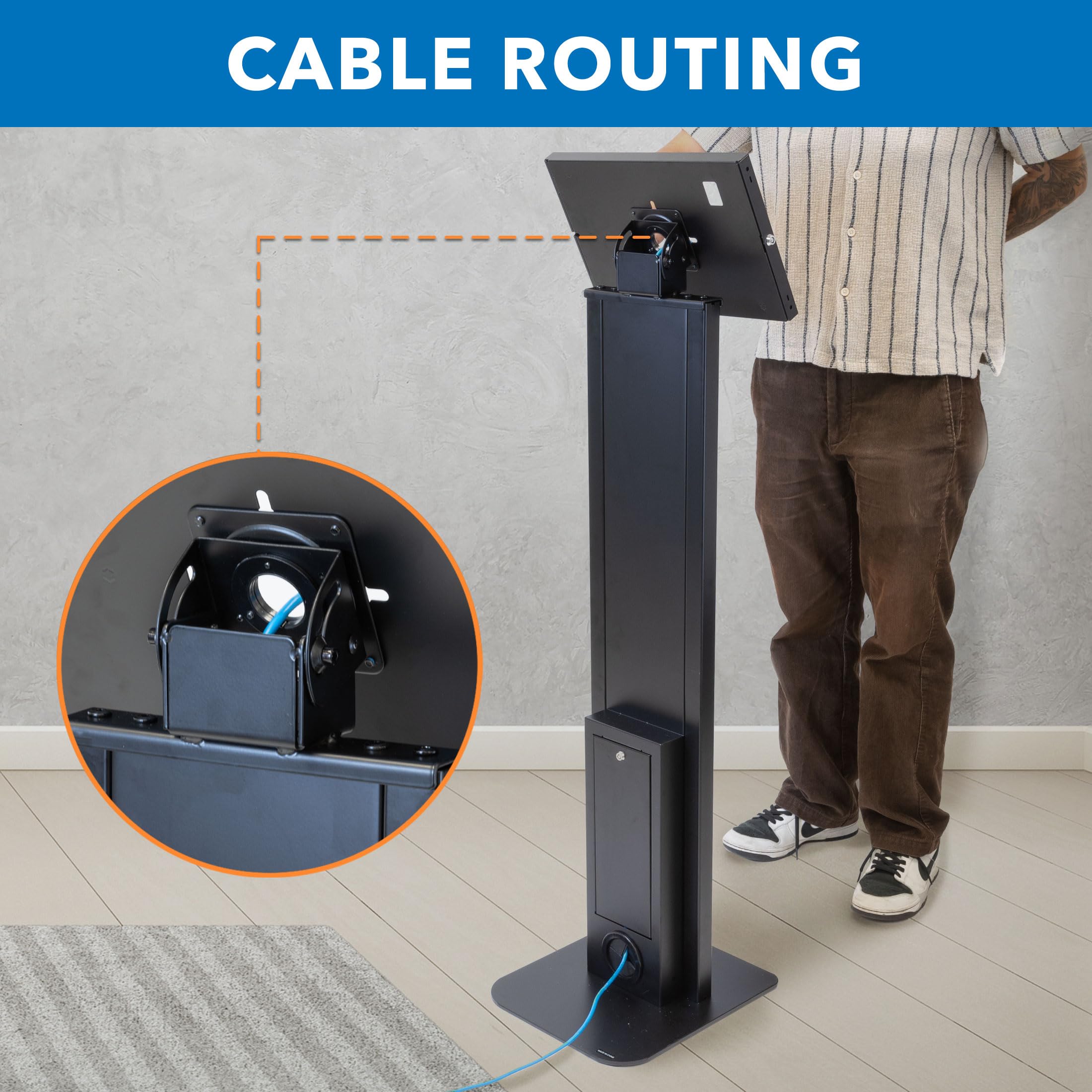 Mount-It! Secure Anti-Theft Tablet Floor Stand Kiosk with Universal Locking Enclosure - Compatible with iPad 7th-10th Gen, iPad Pro, iPad Air, 10.2 & 10.9 inch Models - Ideal for Retail Stores, Exhibitions, and Public Kiosk Displays
