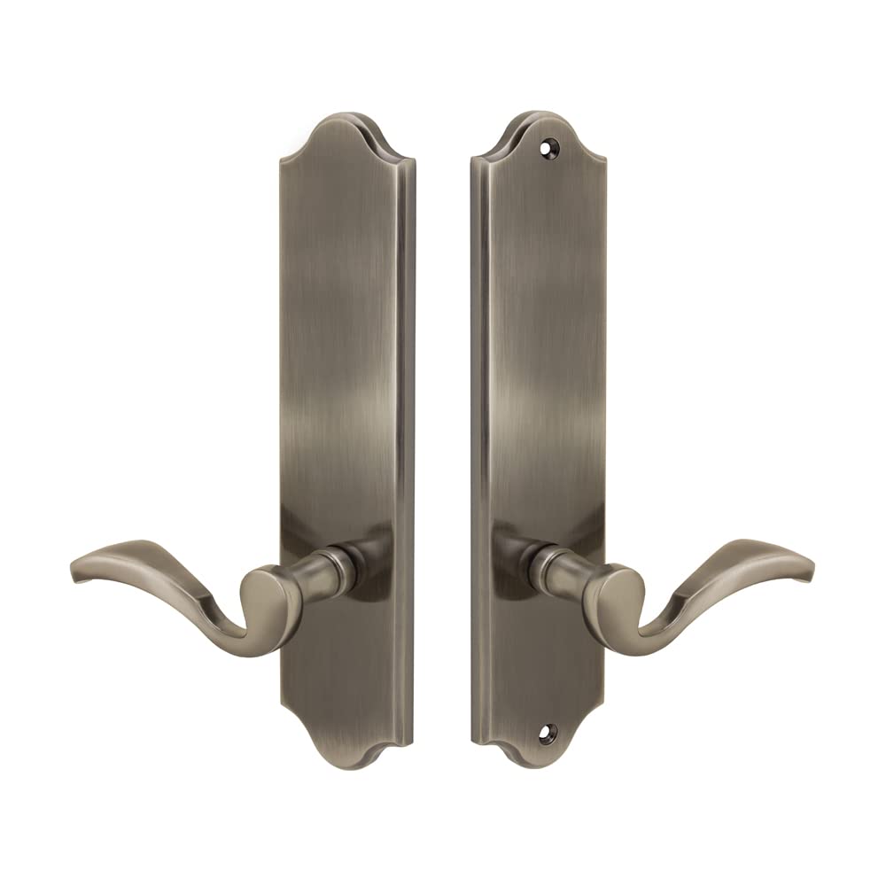 Royal Zinc Die-Cast Lever Set and Back Plates in Antique Nickel - Full Dummy Set for Left Hand Doors - Perfect for Vintage Home Decor and Interior Door Hardware Upgrade