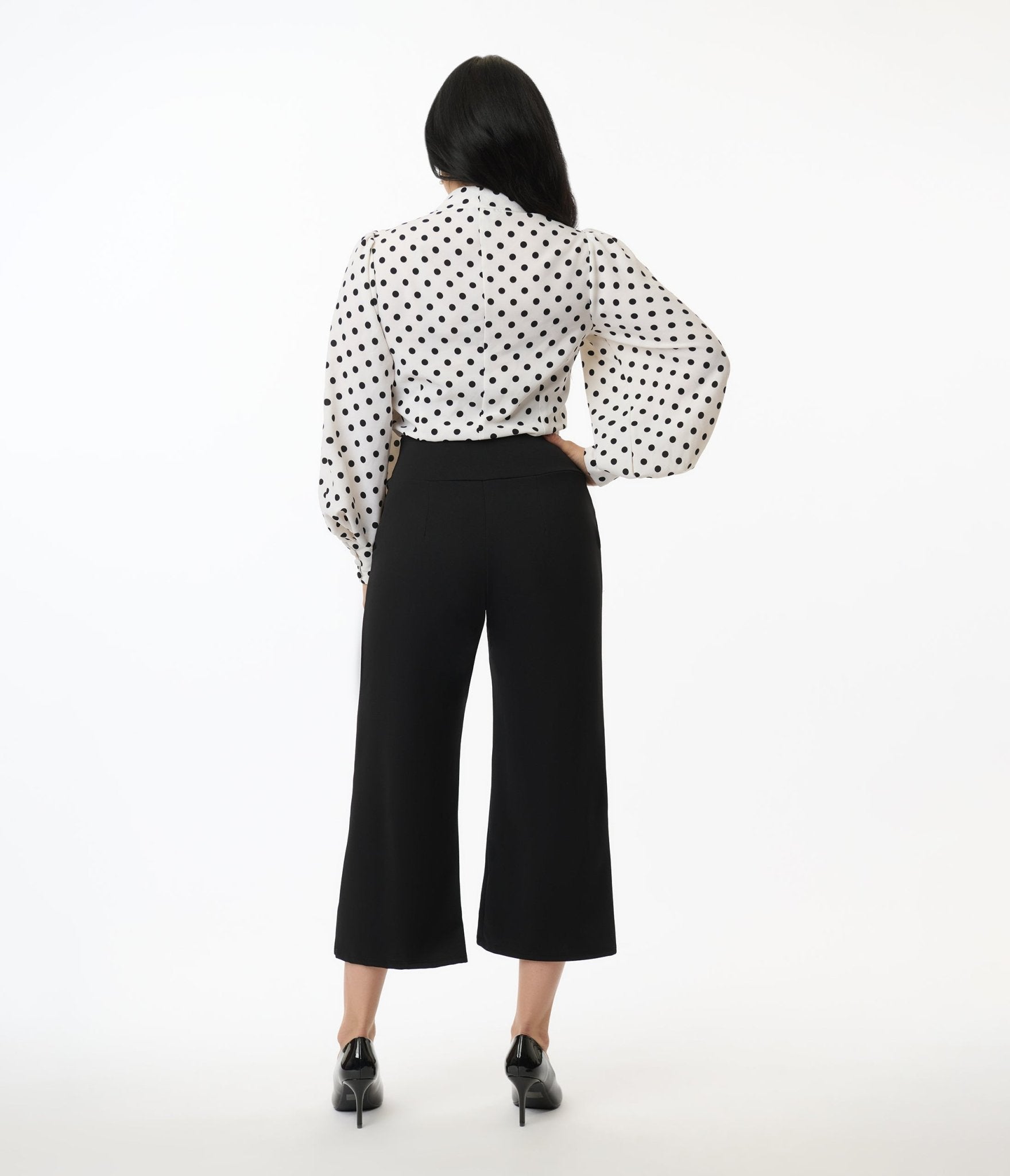 Stylish Black Wide Waistband Culotte Pants for Women - Comfortable High Waisted Palazzo Trousers for Office, Travel & Casual Wear