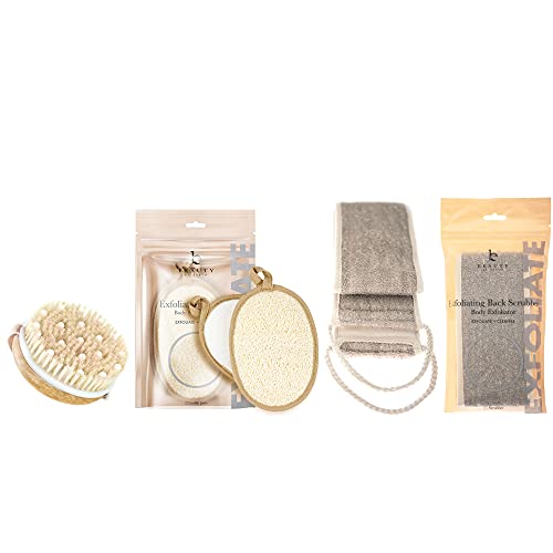 Dry Brush for Cellulite & Lymphatic Drainage - Natural Loofah Body Scrubber for Shower Exfoliation