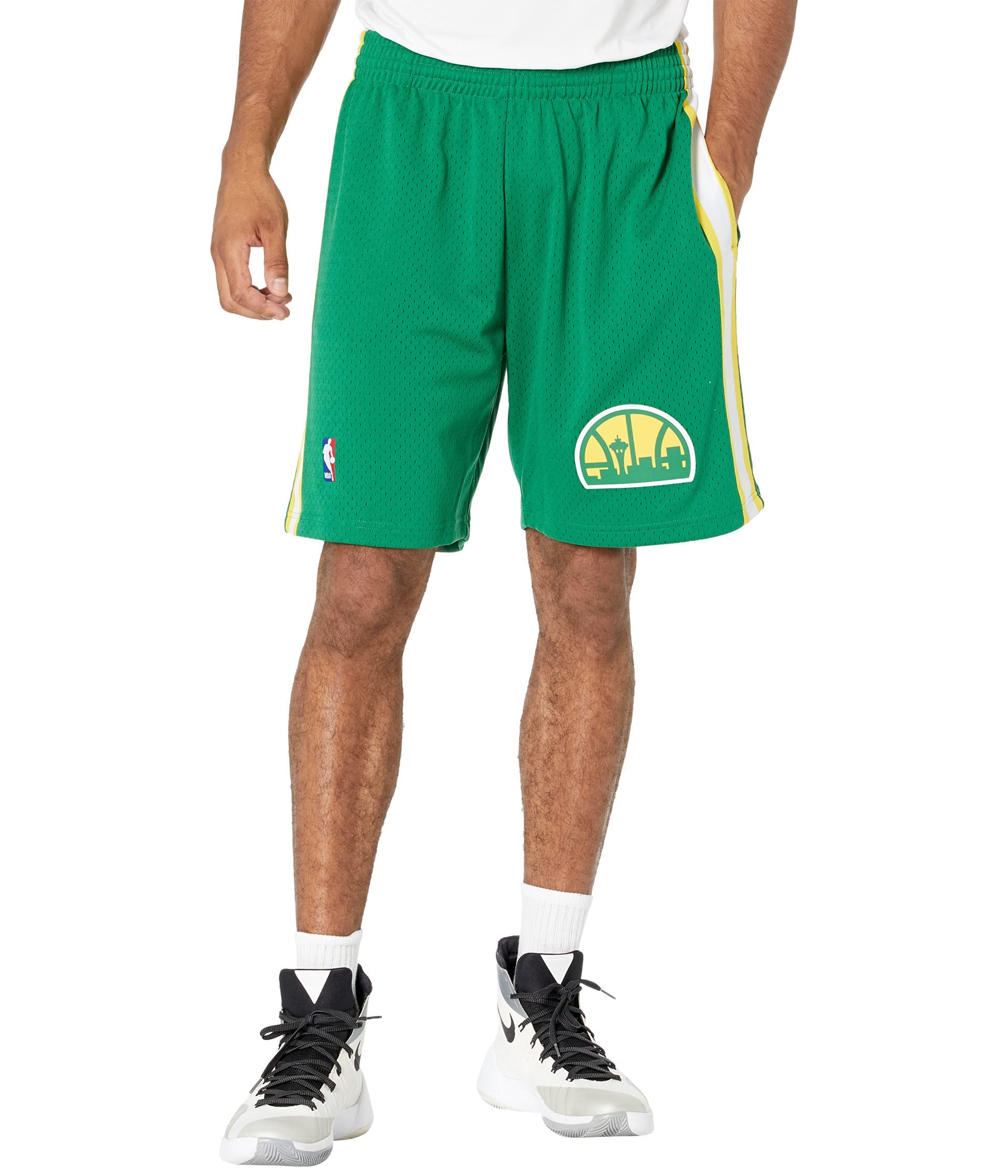 Mitchell & Ness NBA Swingman Road Shorts - Seattle Supersonics 94-95 Dark Green - Size SM - Authentic Basketball Shorts for Men - Perfect for Games, Practice & Streetwear Fashion