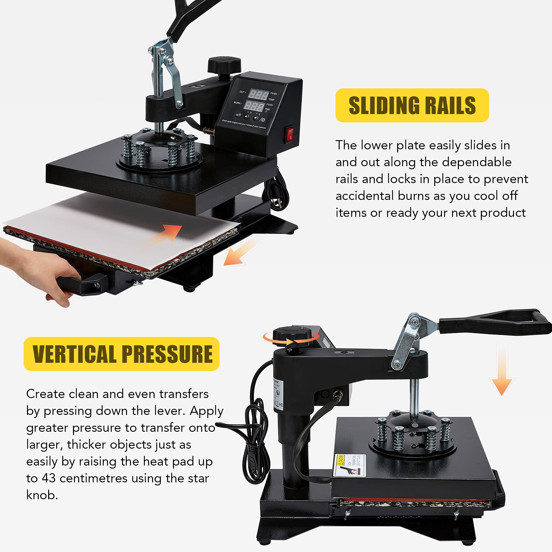 LETRA 12x10 Inch 8-in-1 Heat Press Machine - 360° Multifunctional Industrial T-Shirt Press for Mugs, Hats, Plates & Caps | Perfect for DIY Custom Apparel, Sublimation Printing & Small Business Use