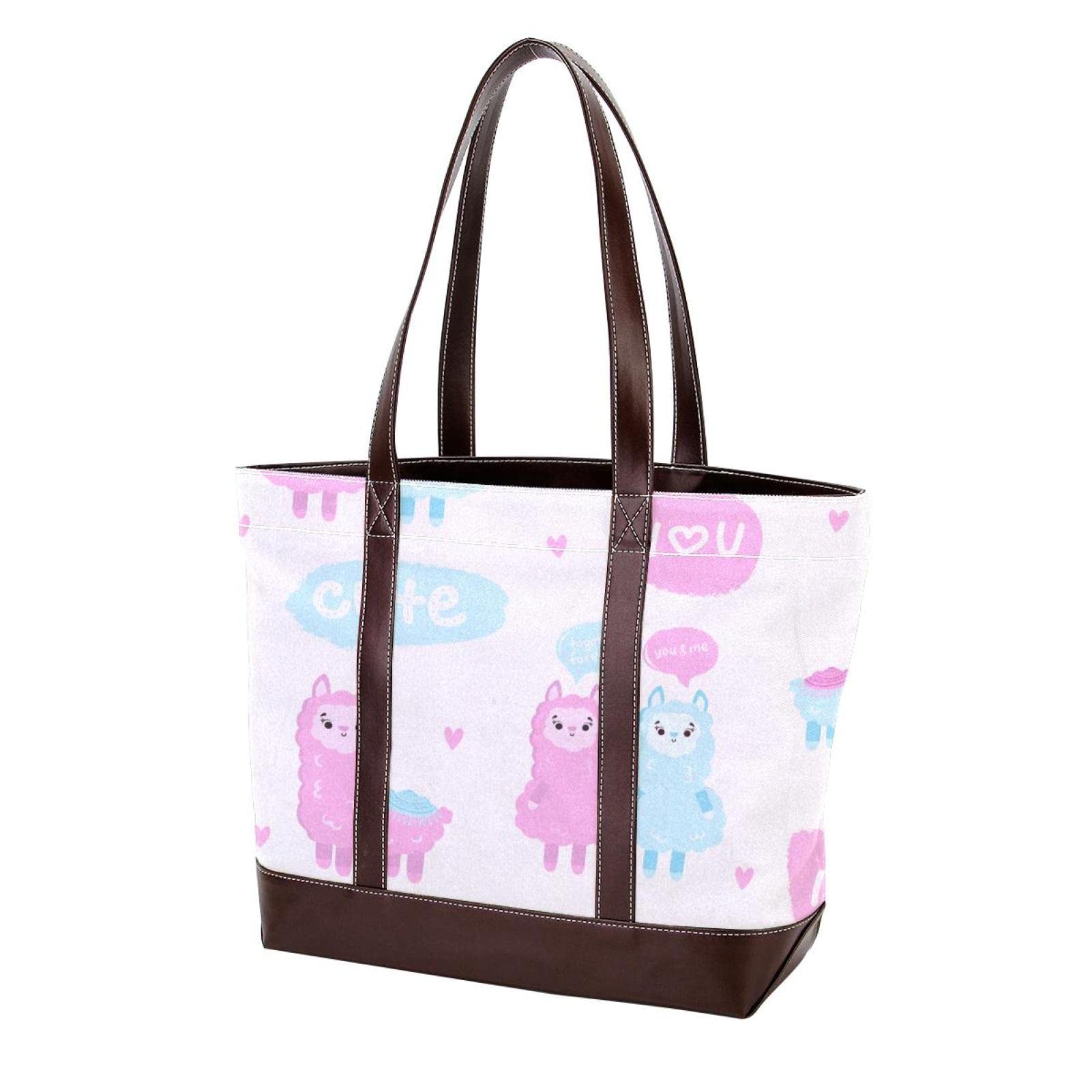 Stylish Flamingo Print Large Tote Bag - Premium Leather & Canvas Women's Shoulder Bag with Top Handle - Perfect for Work, Beach & Shopping