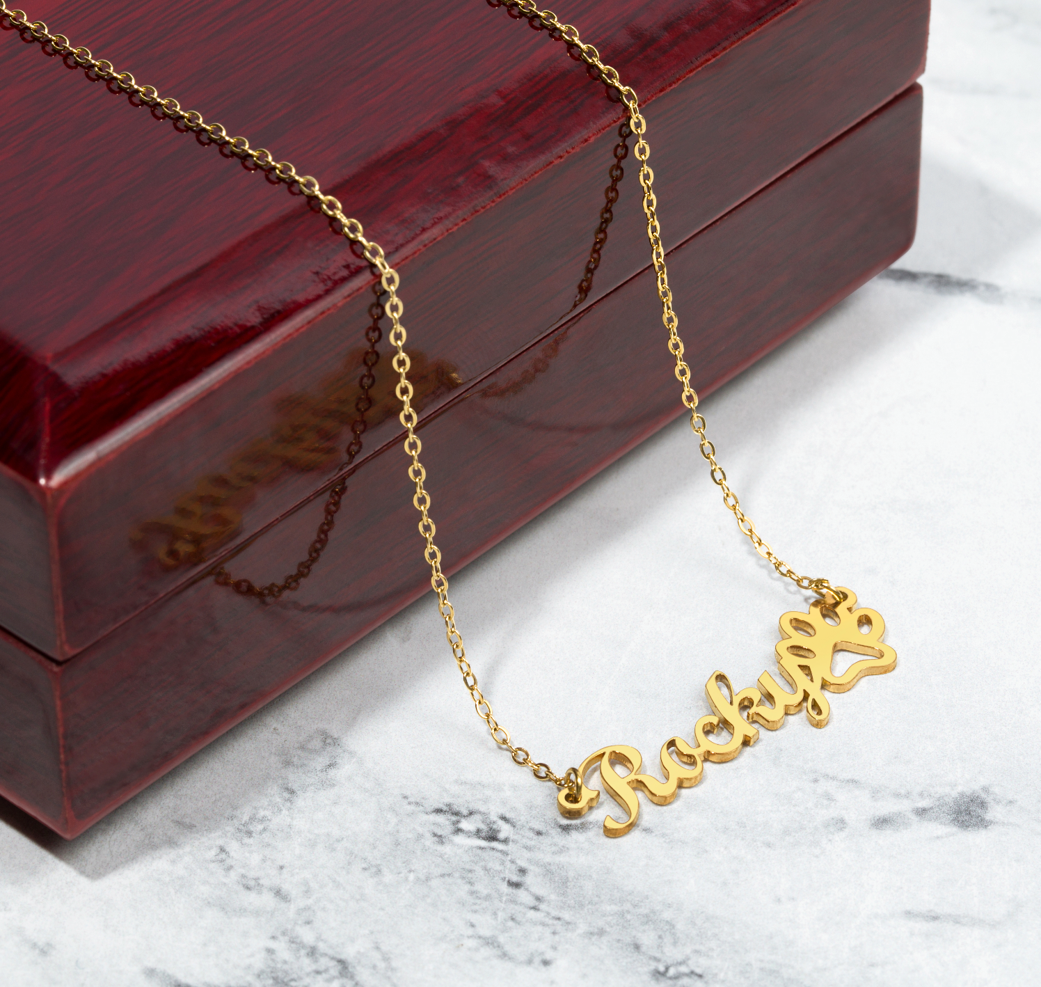 Personalized Dog Paw Print Name Necklace - Custom Pet Memorial Jewelry for Dog Owners - Perfect Gift for Pet Lovers & Memorial Keepsake - Great for Anniversaries, Birthdays & Special Occasions