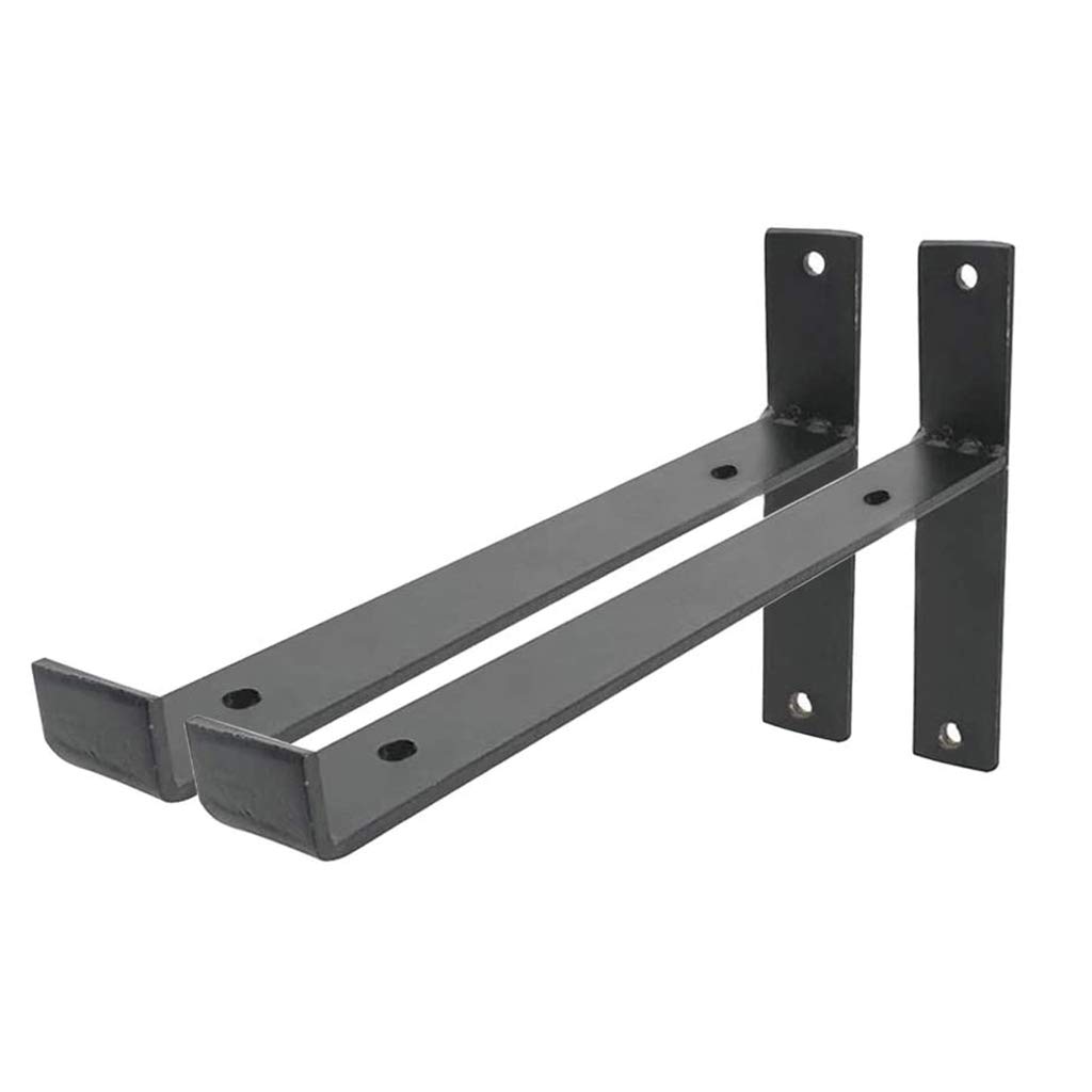 12 Inch Black Metal Industrial Wall Shelf - Rustic Floating Brackets for Kitchen, Closet, Garage Storage & Home Decor | Space-Saving Organization Solution