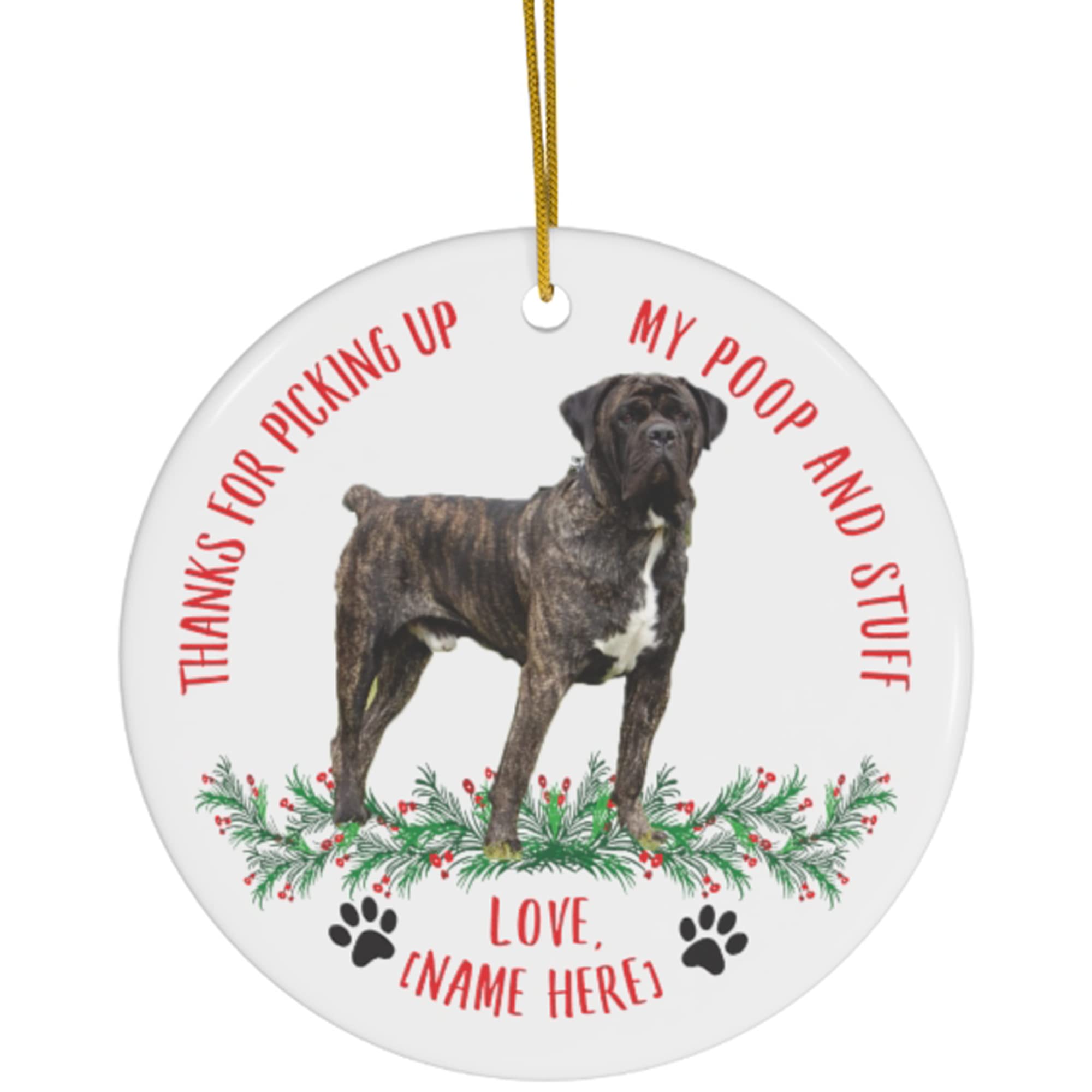 Brindle Cane Corso Dog Christmas Ornament 2024 - Ceramic Pet Lover Gift with 