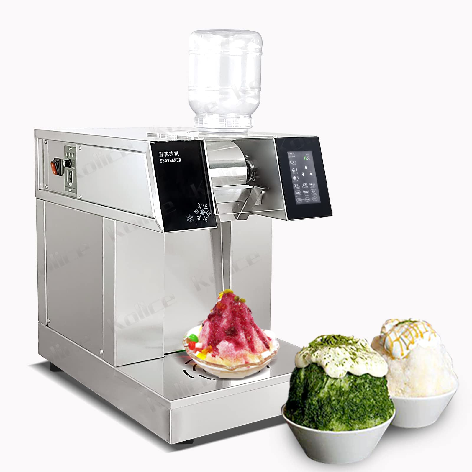 Kolice Commercial Electric Ice Crusher Shaver Machine - 407lbs/Day Automatic Snow Cone Maker with Water Cooling System for Bars, Restaurants, and Home Use - Perfect for Cocktails, Smoothies, and Frozen Treats