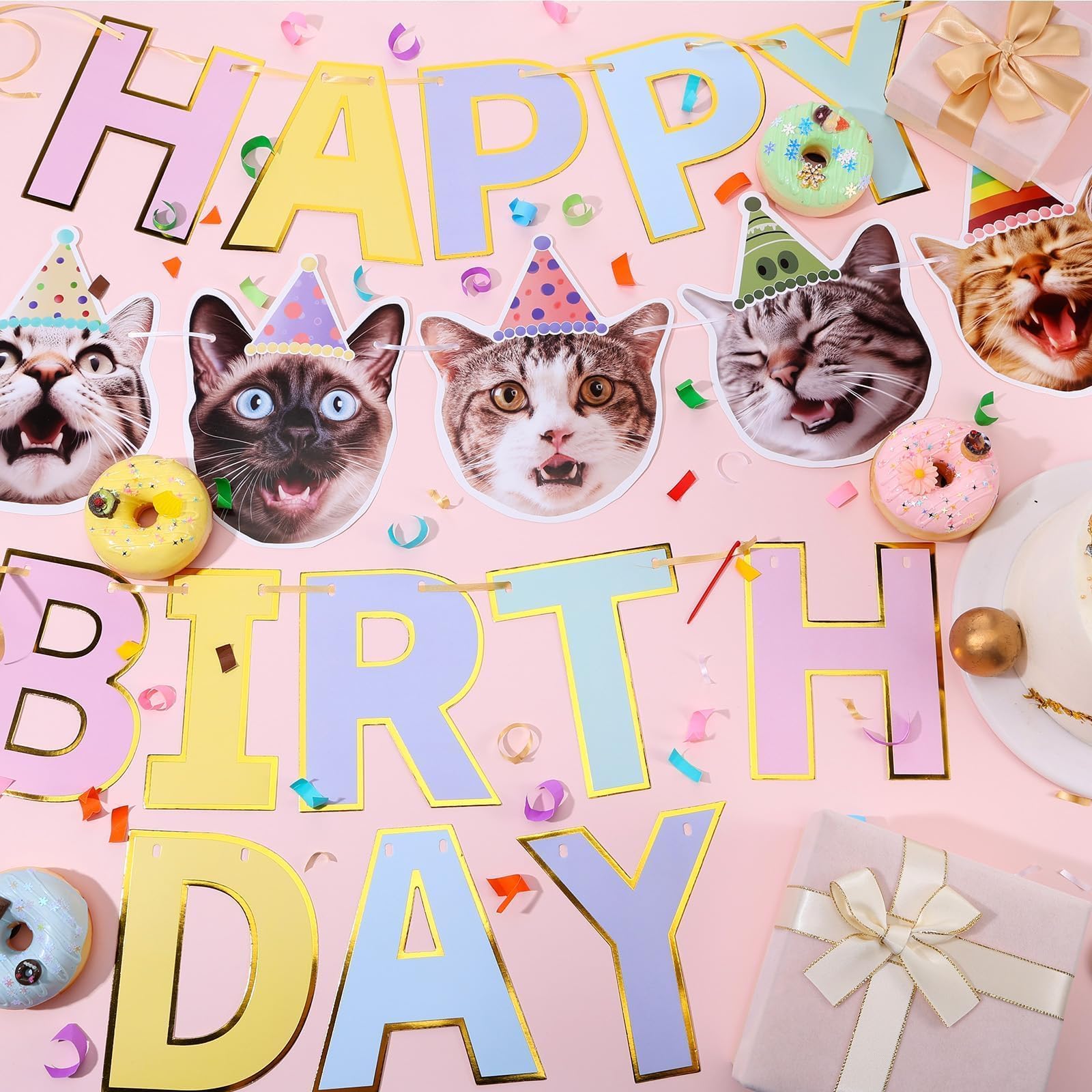 Happy Birthday Cat Banner & Garland - Party Decor for Cat Lovers