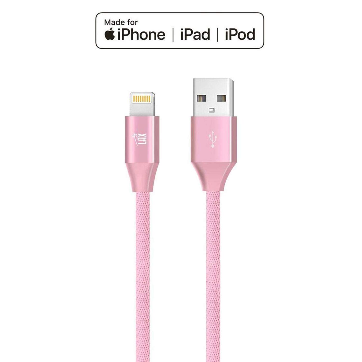 MFi Certified Braided Lightning Cable for iPhone 11/12/13/14 Pro Max/XS/X/8/7 & iPad - Durable Fast Charging USB Cable with Nylon Fiber - Perfect for Home, Office & Travel Charging