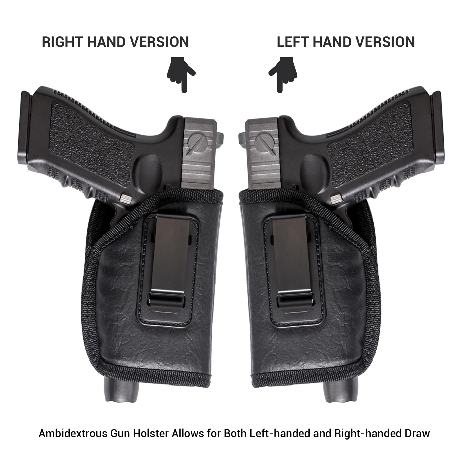Universal IWB Concealed Carry Holster for Glock 17/19/20/23, Beretta 92 FS, PX4, XDM, HK USP, MP & More - Compatible with Underbarrel Laser & Flashlight | Perfect for Everyday Carry, Home Defense & Tactical Training