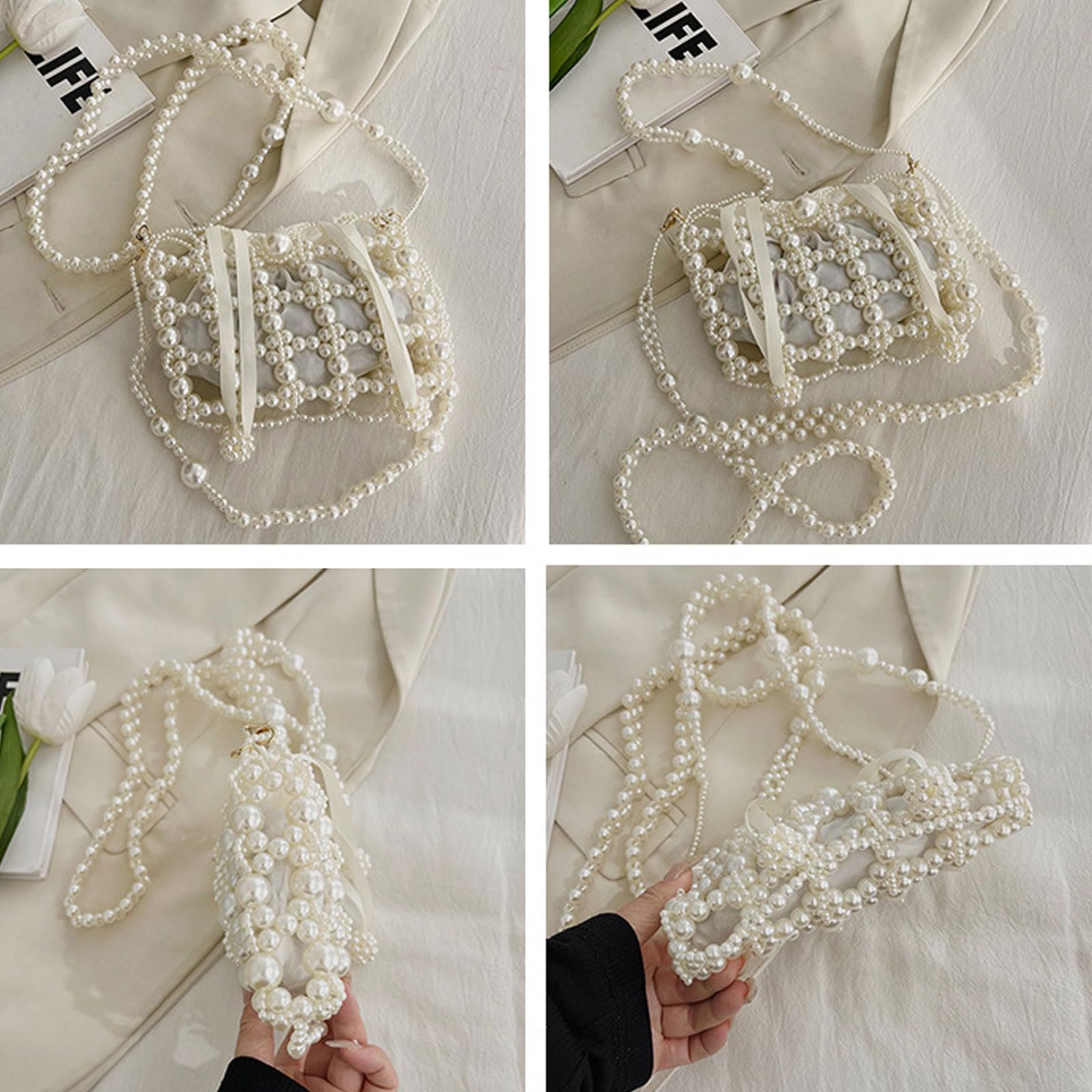 Elegant Artificial Pearl Clutch Bag - Luxury Handmade Evening Purse for Women, Perfect for Party, Wedding, Bridal & Travel | 17