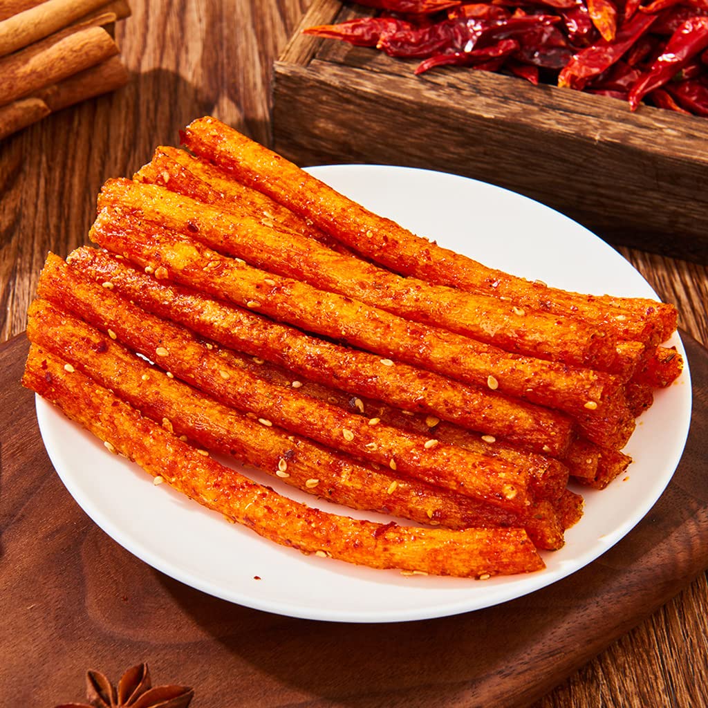 Hot & Spicy Chinese Latiao Snacks - 4 Pack (98g Each) - Authentic Mala Sticks for Parties, Movie Nights & Asian Food Lovers