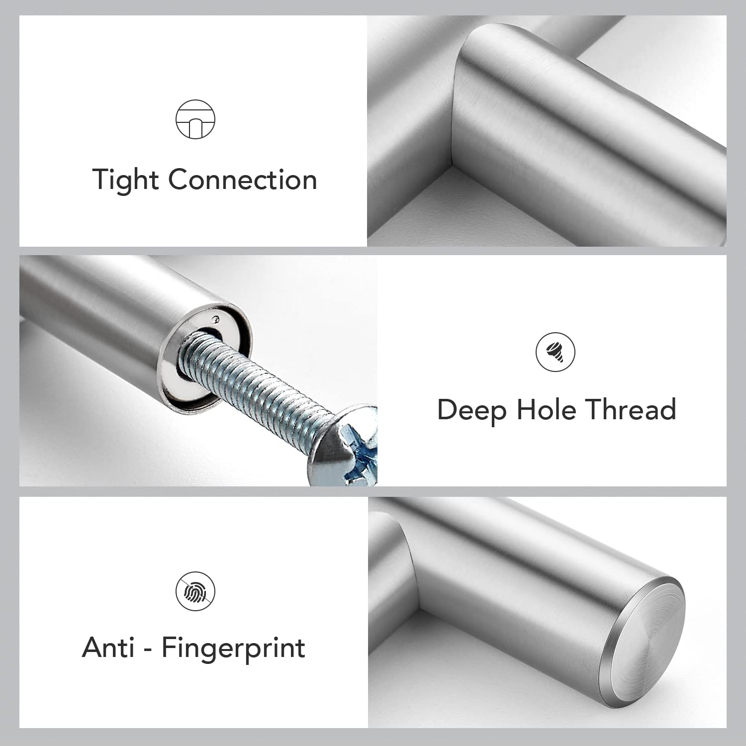 Home Expert 5-Pack 3.5 Inch Brushed Nickel Cabinet Handles - Premium Stainless Steel Drawer Pulls for Kitchen Cabinets, Dressers & Furniture (6 Inch Overall Length) - Perfect for Home Renovation & DIY Projects
