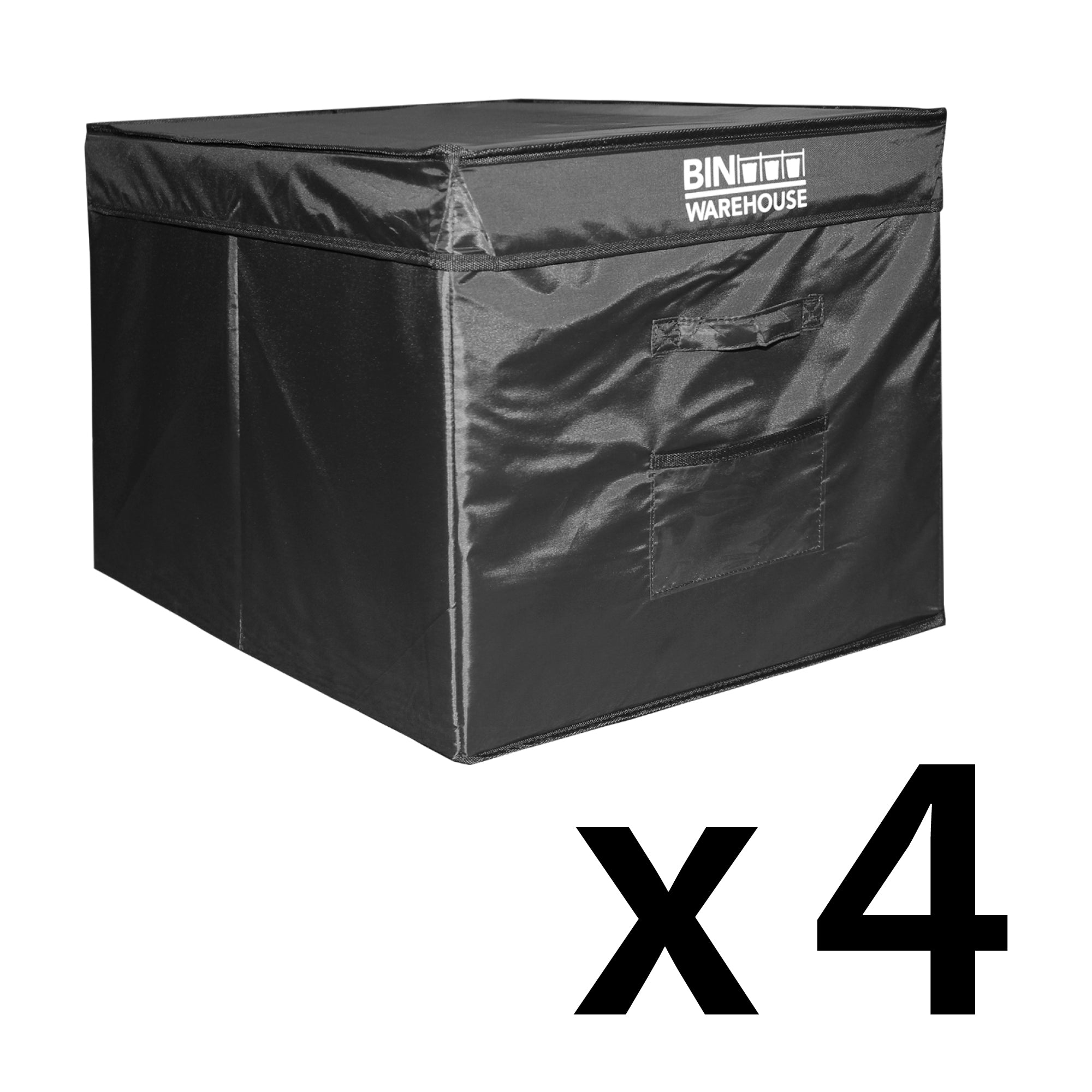 Foldable 32 Gallon Black Tote Bags 4-Pack - Heavy Duty Storage Bins for Organizing, Laundry, Moving & Camping