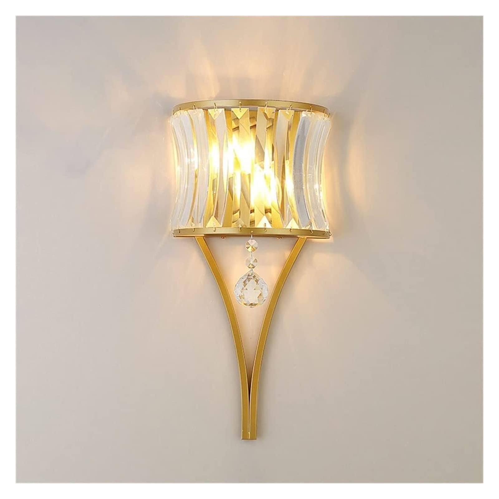 Crystal Wall Sconce with Rain Drop Crystals - Mid-Century Modern Farmhouse Indoor Wall Lamp, E14 Bulb Lantern Fixture for Living Room, Bathroom, Hallway | Perfect for Bedroom Headboard Lighting & Cozy Home Decor