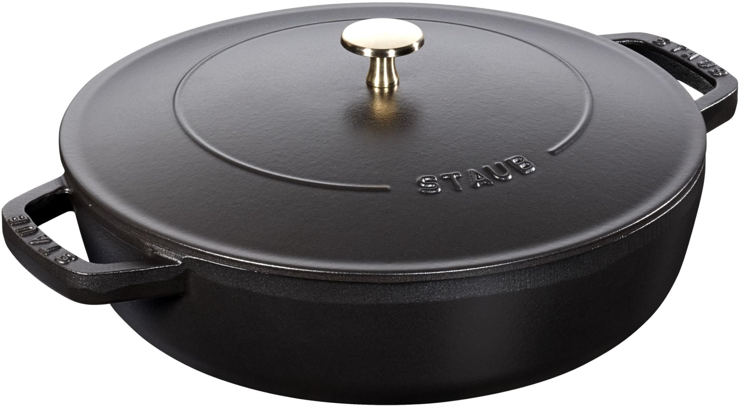 Staub 40511 473/0 Chistera Black 24 cm Cast Iron Dutch Oven – Perfect for Braising, Stewing & Baking at Home