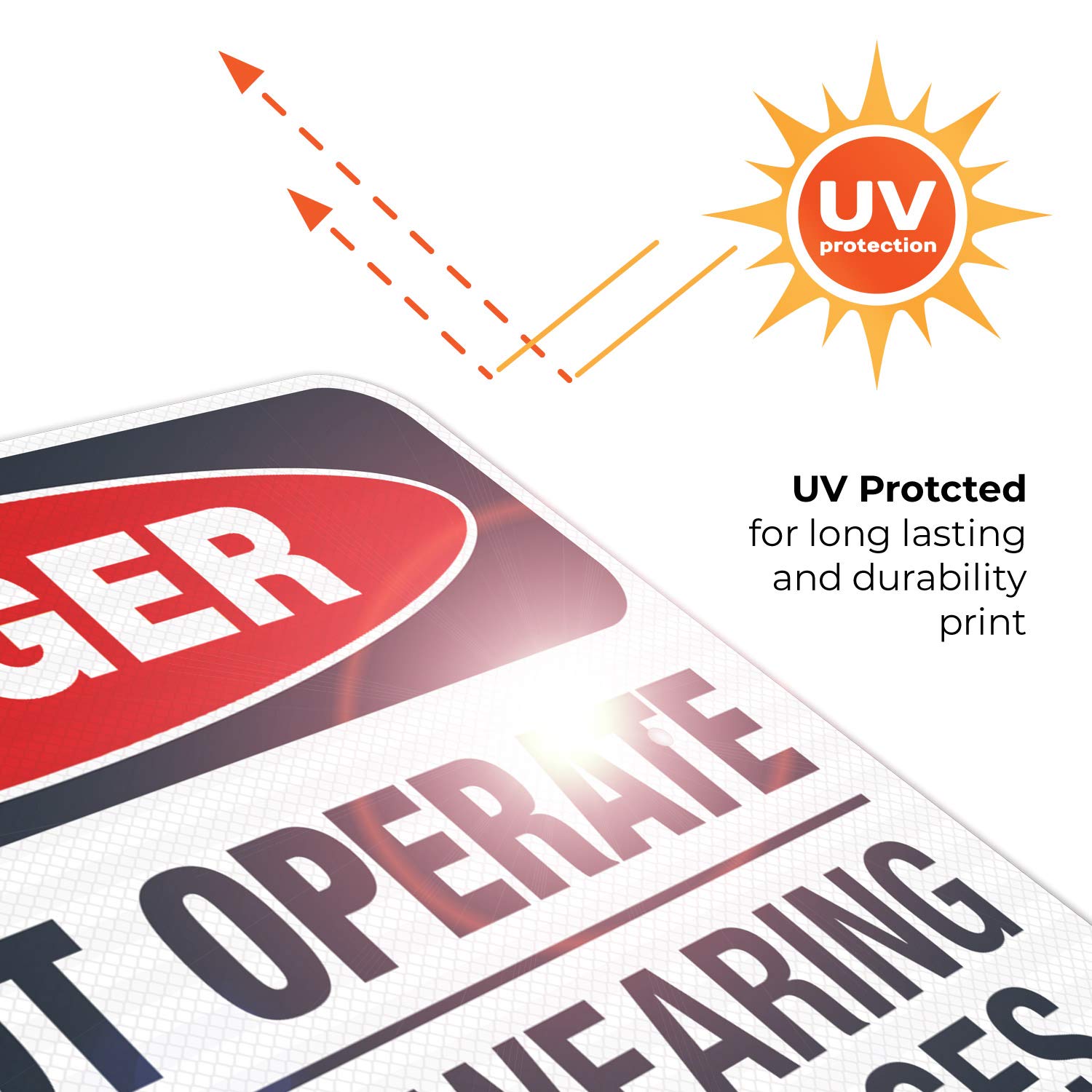 Danger Do Not Operate Without Safety Glasses Sign - OSHA Compliant 18x24 Inch Reflective Aluminum Sign - 3M EGP .080 Thick Fade-Resistant for Indoor/Outdoor Use - Made in USA - Perfect for Construction Sites, Factories & Hazardous Work Areas