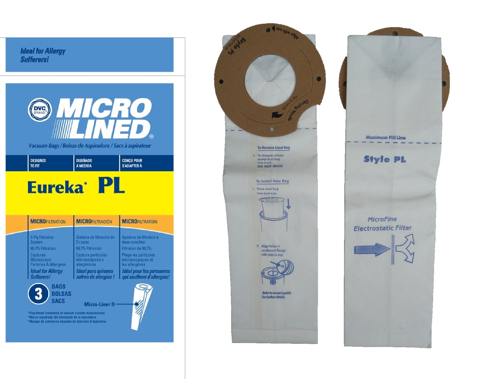 Eureka Vacuum Bags Style PL Microlined - Premium Replacement Vacuum Bags for Eureka Upright Vacuums | Perfect for Pet Hair, Allergies & Deep Cleaning