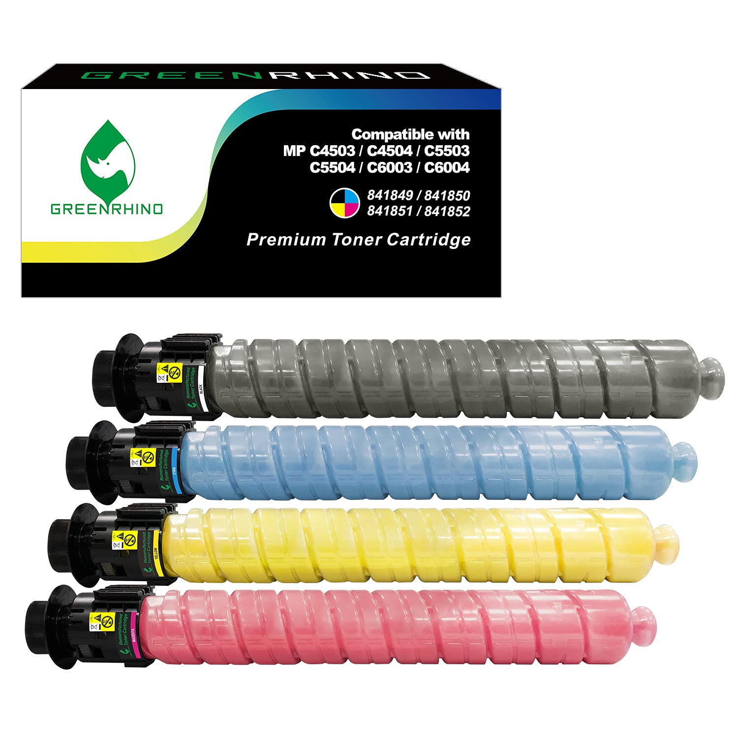 High Yield Remanufactured Toner Cartridge 4-Pack (Black, Yellow, Magenta, Cyan) - Compatible with Ricoh MP C4503/C5503/C6003/C4504/C5504/C6004 Printers - Ideal for Office Printing & High Volume Document Production