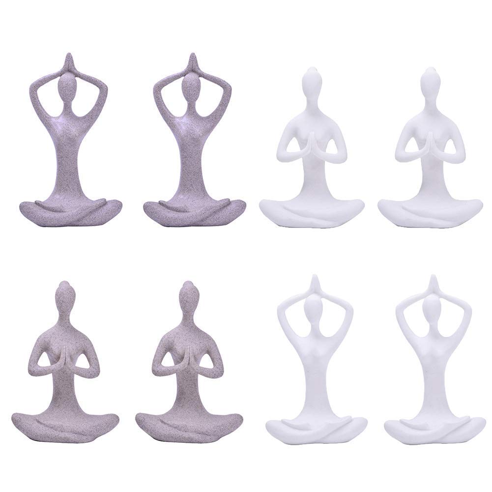 LIUSHI Handmade Resin Yoga Pose Meditation Statues - 8-Piece Abstract Art Figurine Set for Zen Home Decor, Study Gifts & Desktop Accessories | Perfect for Yoga Studios, Meditation Spaces & Mindful Home Offices