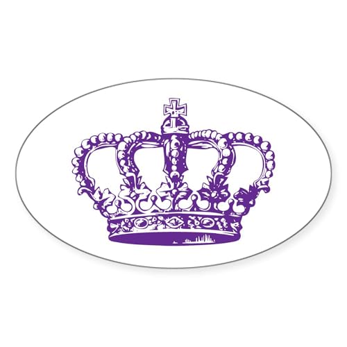 White - Purple Crown Oval Sticker