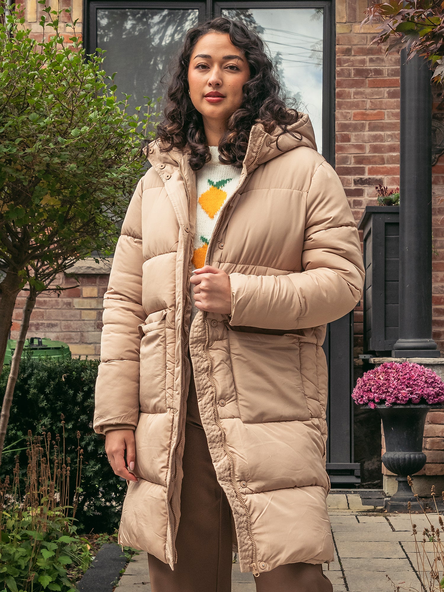 AZALEA WANG STASSI Long Hoodie Puff Jacket for Women - Winter Warm Oversized Coat with Hood | Perfect for Outdoor Activities, Streetwear Fashion & Casual Wear