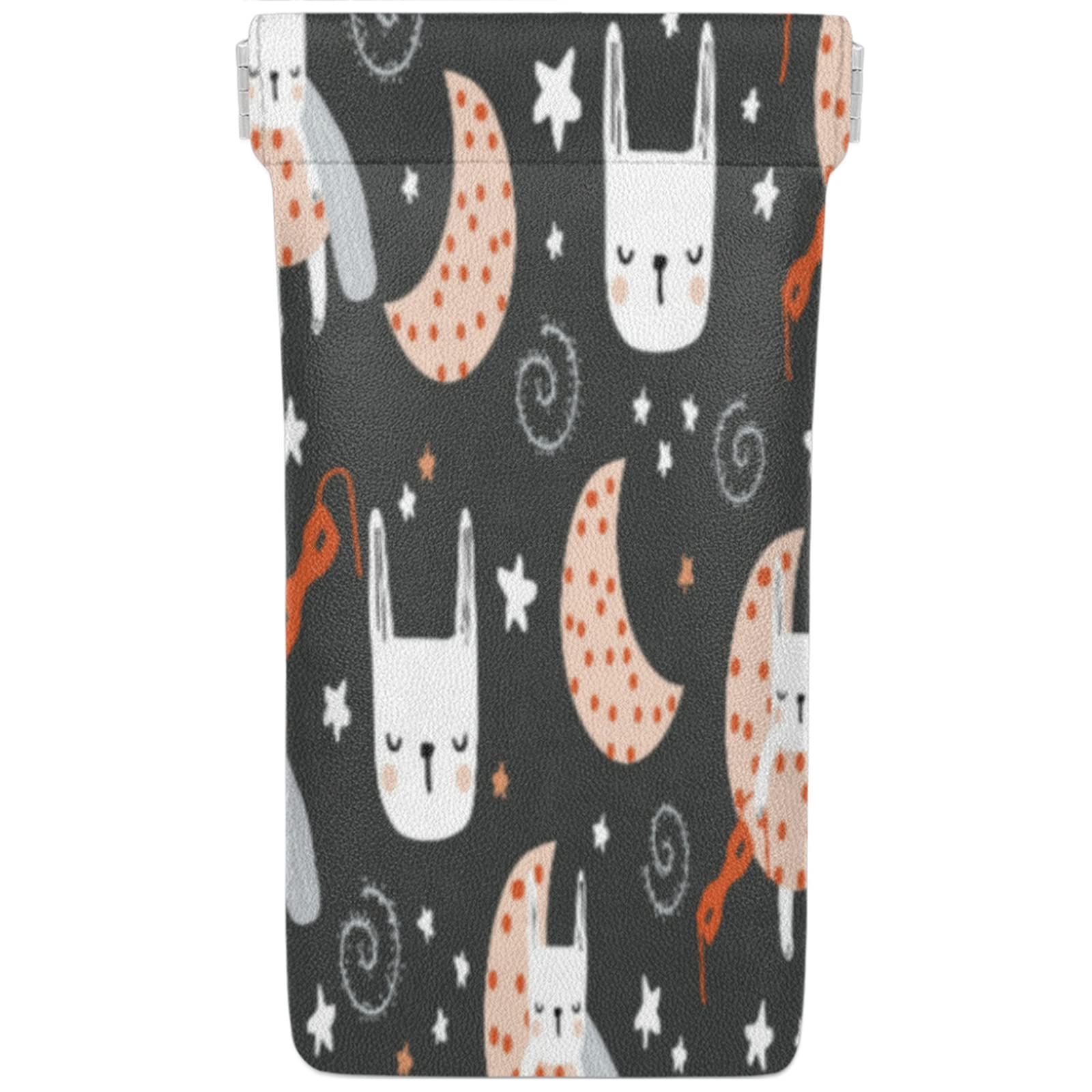PU Leather Cartoon Moon Sunglasses Pouch - Soft Anti-Scratch Eyeglasses Case with Squeeze Top for Women & Men | Perfect for Travel, Beach, and Outdoor Activities
