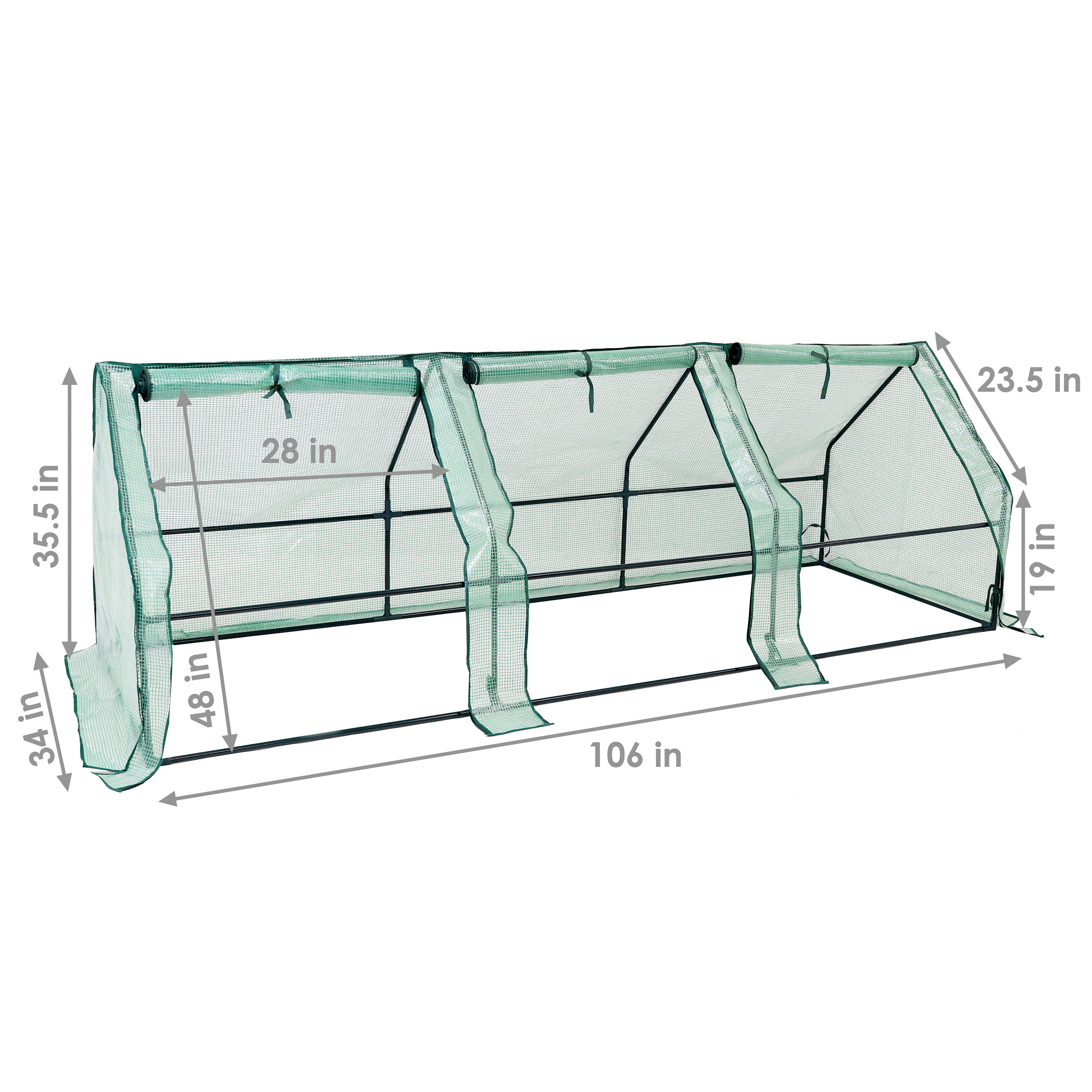 Sunnydaze Mini Cloche Greenhouse with Zippered Doors for Seedlings - Green | Indoor & Outdoor Plant Protection for Gardens, Balconies & Patios