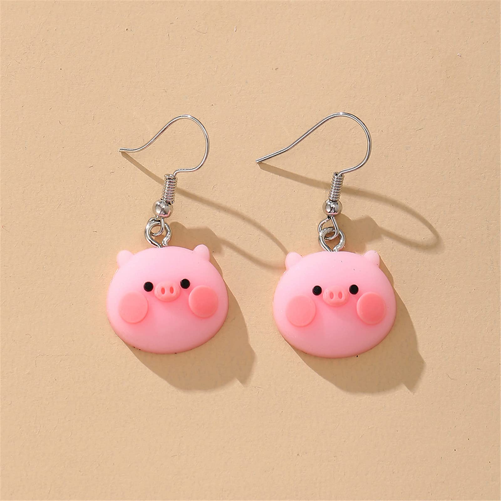 ONLYJUMP Pink Pig Earrings for Women - Cute Sweet Animal Dangle Drop Earrings Jewelry Charms Gift for Birthday, Party, Valentine's Day & Everyday Wear