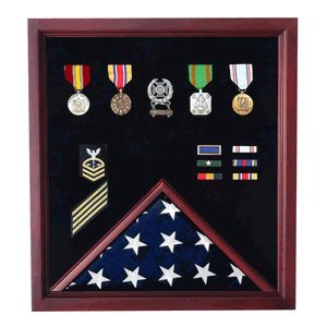Premium Flag and Medal Display Cases - Wall Mounted or Tabletop for Military, Sports, and Awards Ceremonies - Perfect for Home, Office, or Event Decor