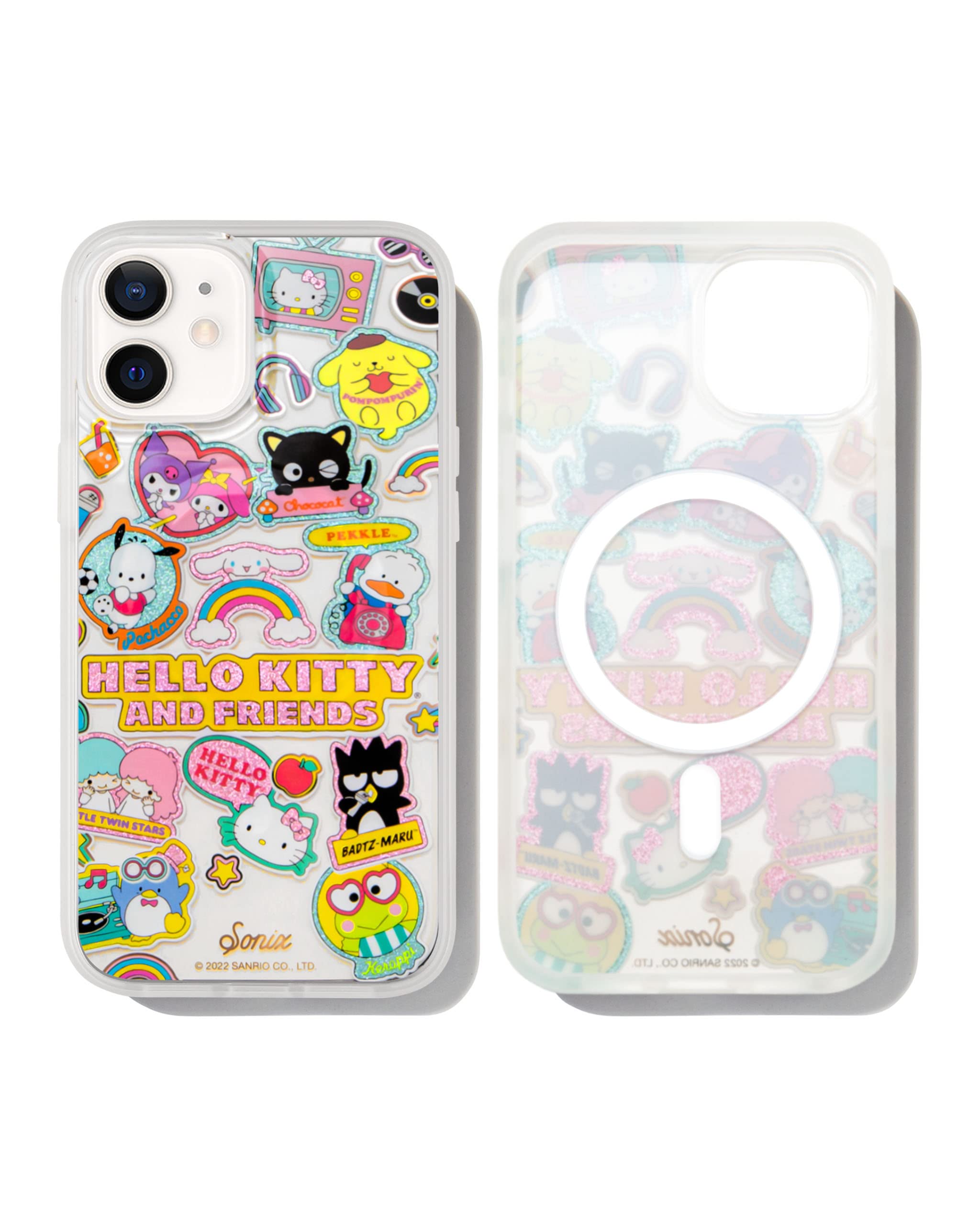 Sonix Hello Kitty and Friends Sticker Case with MagLink PopUp Light - Compatible with MagSafe iPhone 12/12 Pro - Cute Protective Phone Cover for Kawaii Lovers & Anime Fans - Perfect for Daily Use, Travel, and Gift Giving