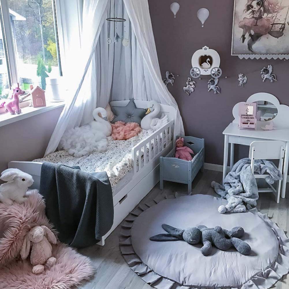 Soft Round Baby Play Mat - Non-Slip Kids Rug with Cartoon Design for Nursery & Playroom - Comfortable Dark Gray Playmat for Toddlers & Infants (Perfect for Crawling, Learning & Playtime Activities)