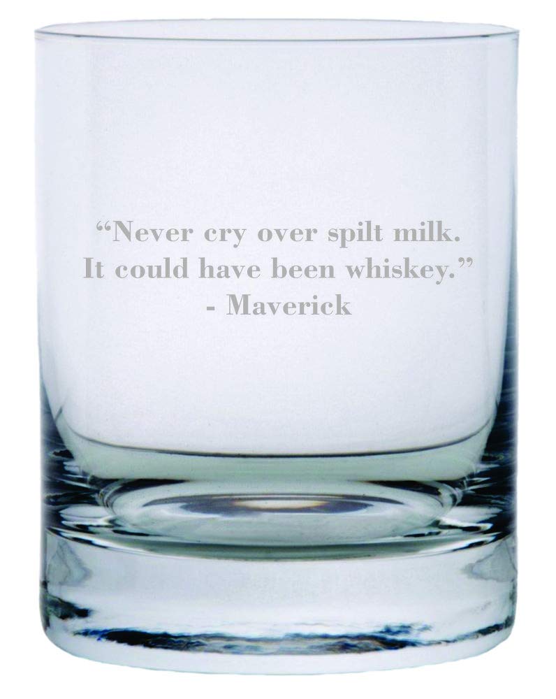 Maverick Whisky Glass - Etched Crystal Rocks Glass for Bourbon & Scotch
