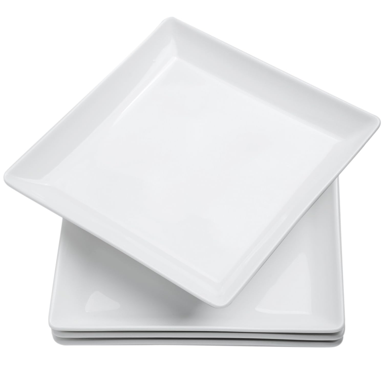 Premium 7.7 Inch Ceramic Square Dinner Plates - Set of 4 | Modern Square Serving Dishes for Steak, Pasta, Salad, Snacks, Desserts & Appetizers | Perfect for Restaurants, Dinner Parties & Home Dining