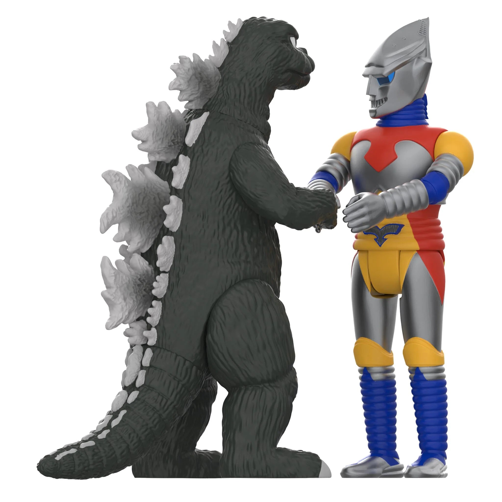 Super 7 Godzilla & Jet Jaguar Shaking Hands Action Figure 2-Pack - Collectible Kaiju Figures for Display & Gifts | Perfect for Movie Fans & Toy Collectors
