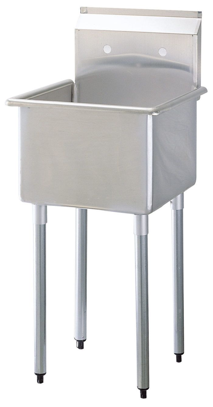 Green World TSA Approved 18-Inch One Compartment Mop Sink with 1MOP - Perfect for Commercial Kitchens, Janitorial Closets & Restaurant Cleaning Stations