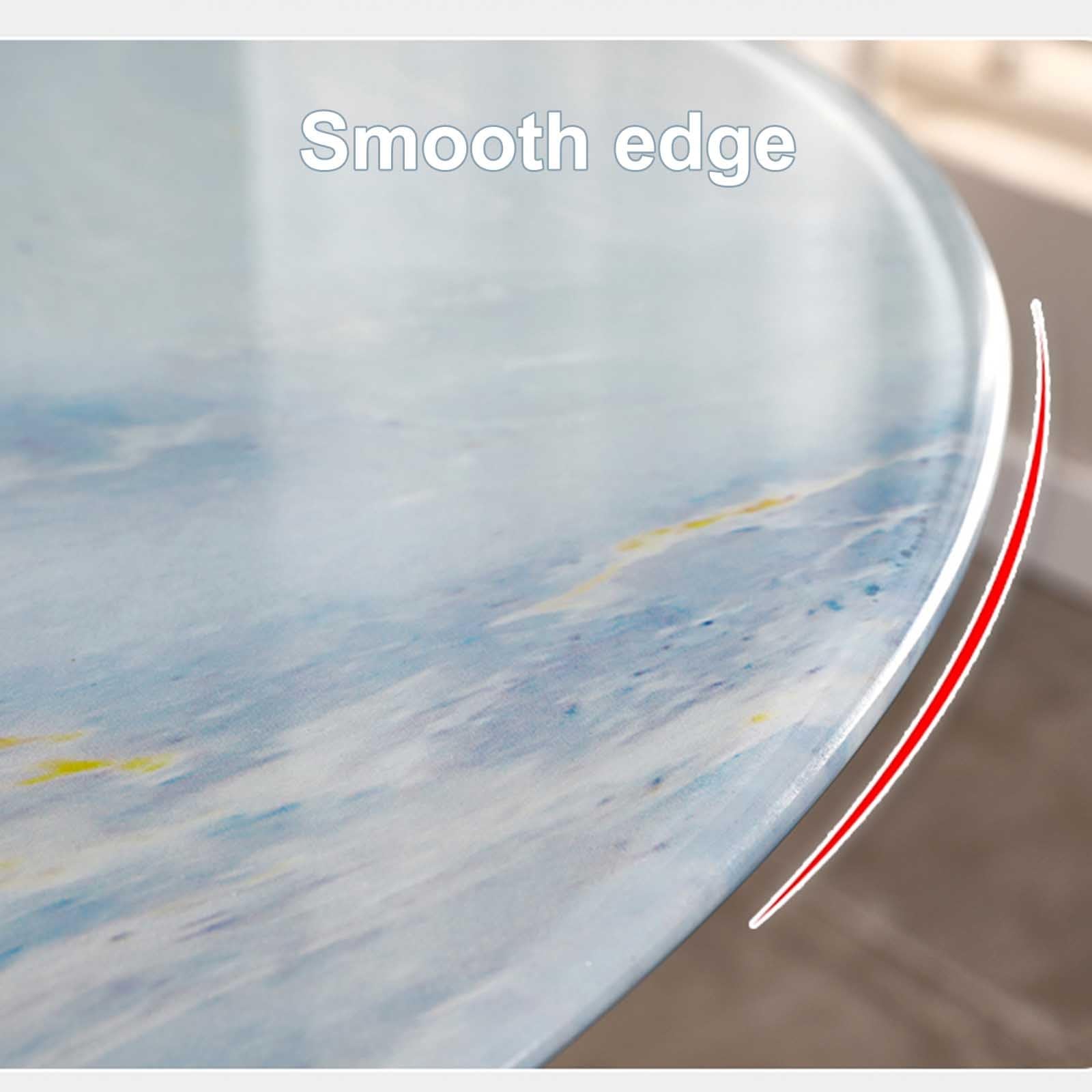 7mm Round Tempered Glass Table Top - 40 Inch (100cm) Black Marble Design for Dining, Home Office & Outdoor Use - Durable Multipurpose Glass Countertop for Kitchen, Patio & Workspaces