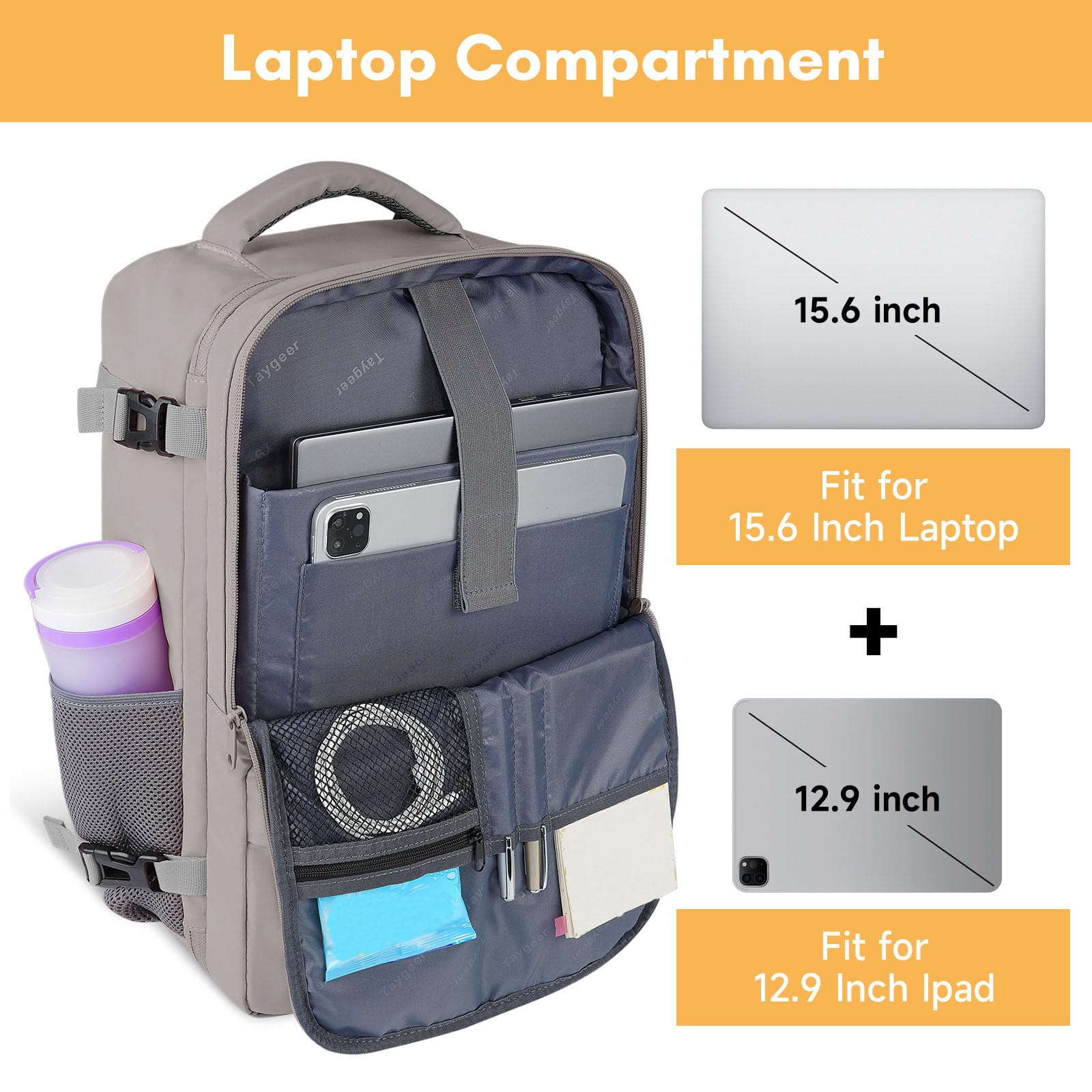 Stylish Taygeer Women's Laptop Backpack Purse - 15.6 Inch Laptop Compartment, College Essentials Organizer, Airline Approved Carry-On Work Bag for Nursing, Doctor & Business Travel (Brown) - Perfect for Daily Commute, Campus Life & Professional Business Trips