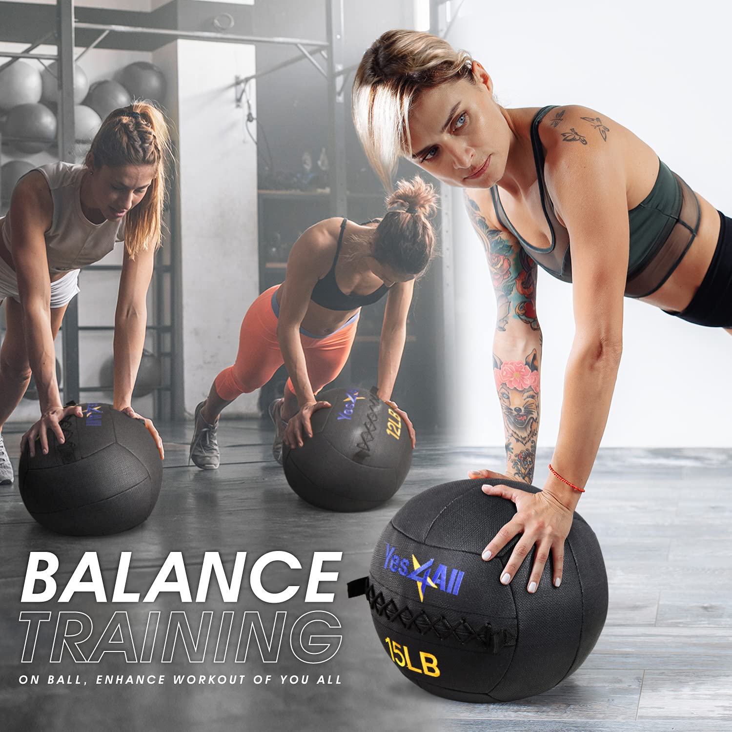 Yes4All Wall Ball - Soft Leather Weighted Iron Sand Medicine Ball for CrossFit, Strength Training & Functional Exercises (6lbs to 30lbs) - Perfect for Slam Ball Workouts, Gym Training & Home Fitness Routines