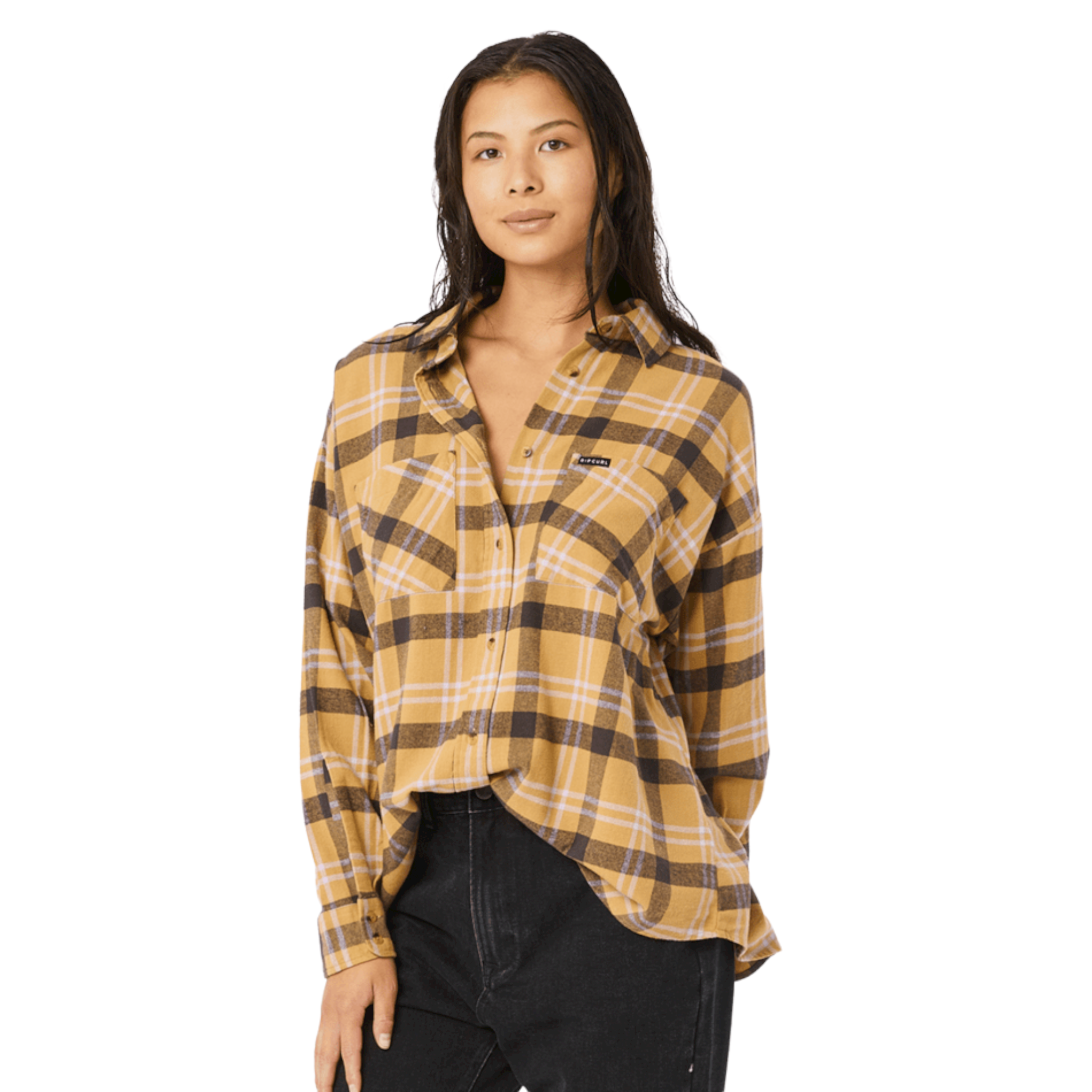 Rip Curl Sunday Flannel Shirt for Women - Soft & Stylish Plaid Button-Up Shirt - Perfect for Casual Outfits, Outdoor Adventures & Layering in Fall & Winter