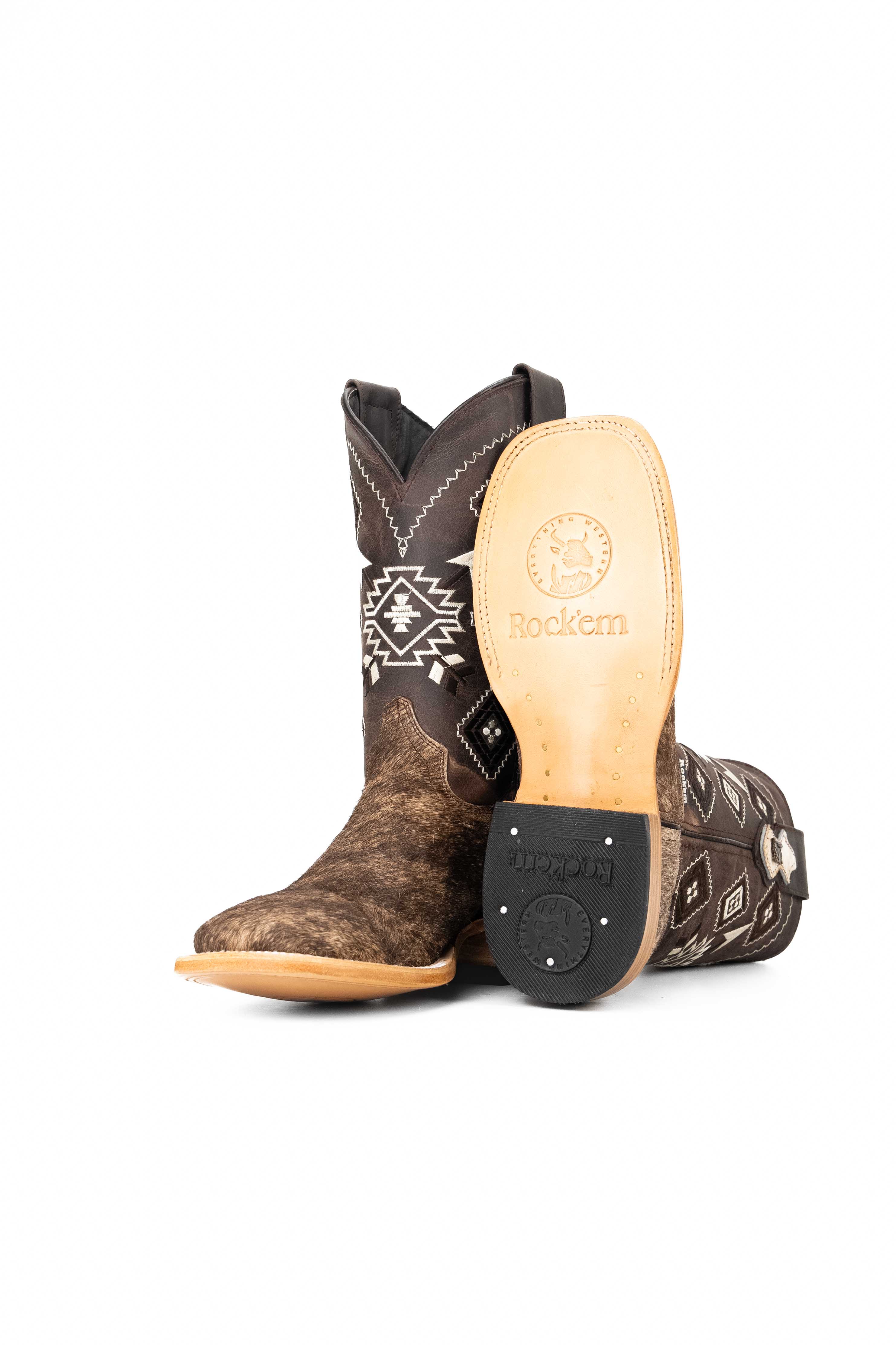 Authentic Men's Cowhide Square Toe Cowboy Boots - Size 6 - Western Style Riding Boots for Country Music Festivals & Rodeo Events